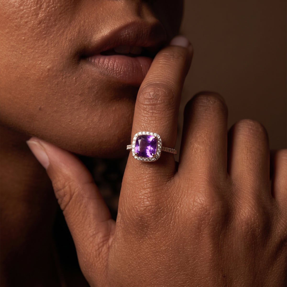 Bague de fiançailles Ziva Amethyst Halo