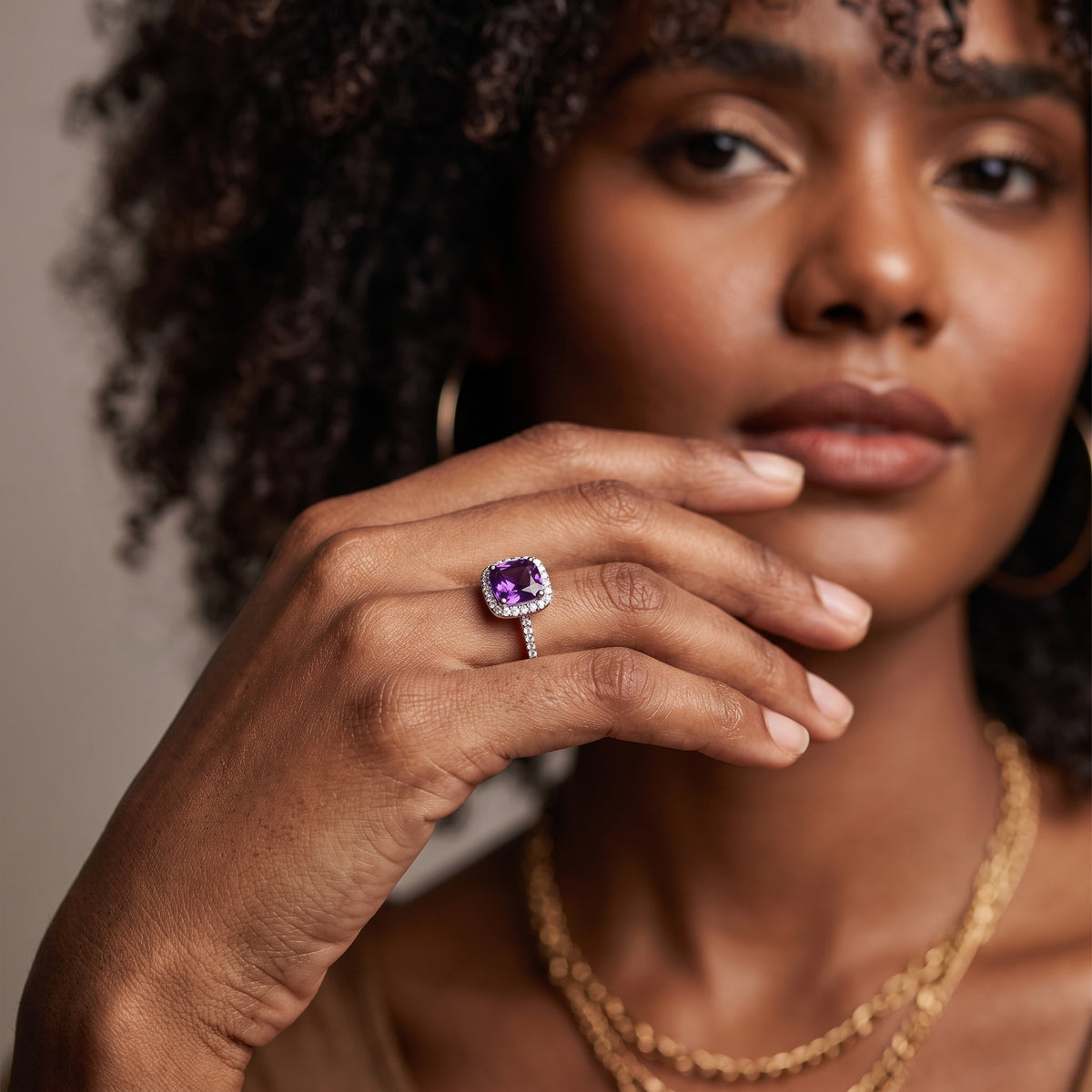 Bague de fiançailles Ziva Amethyst Halo