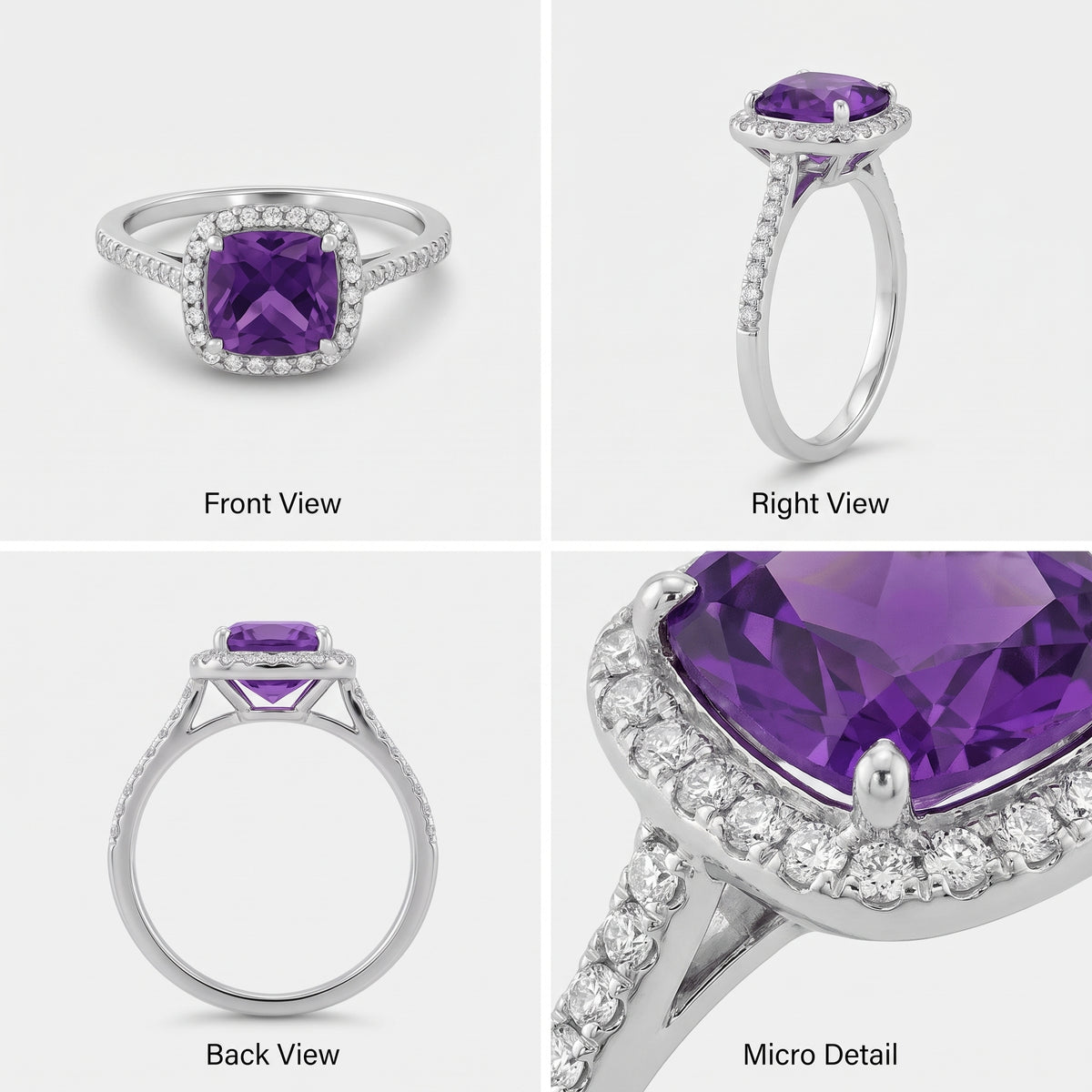 Bague de fiançailles Ziva Amethyst Halo