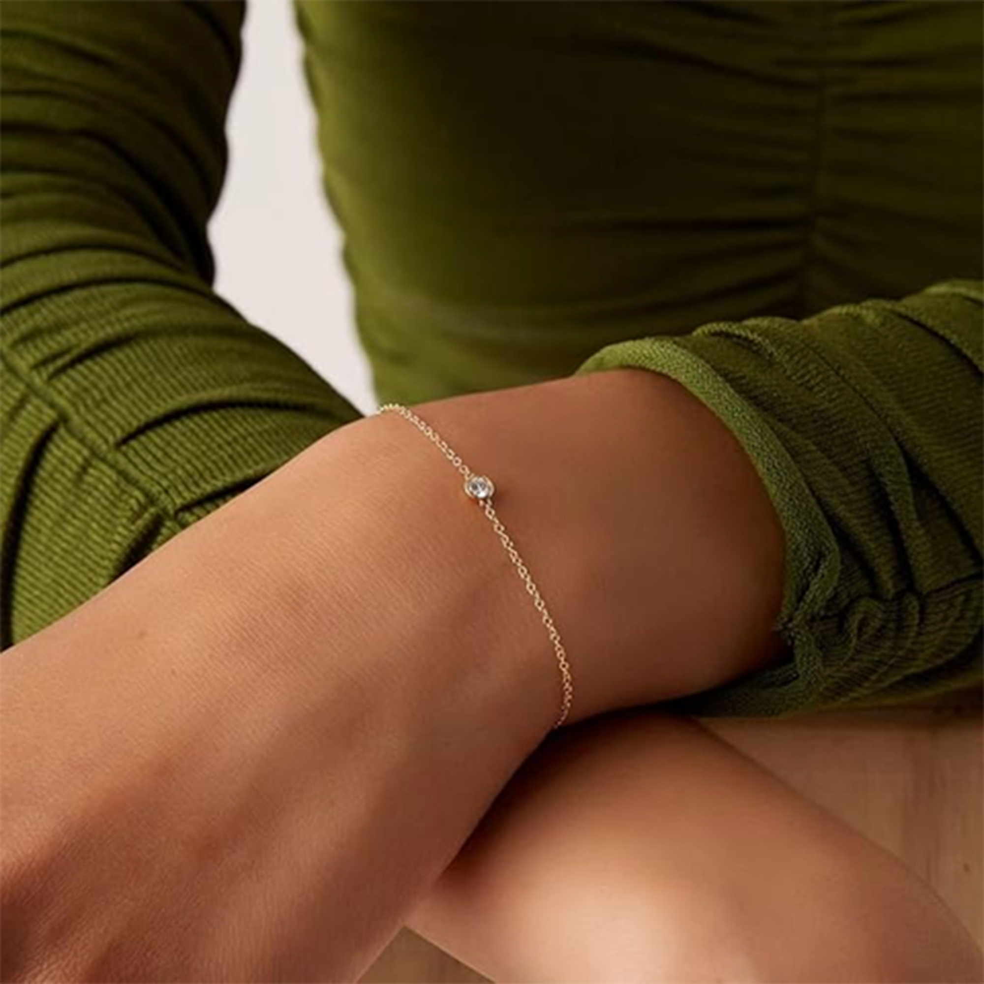 Diamond Solitaire Station Bracelet