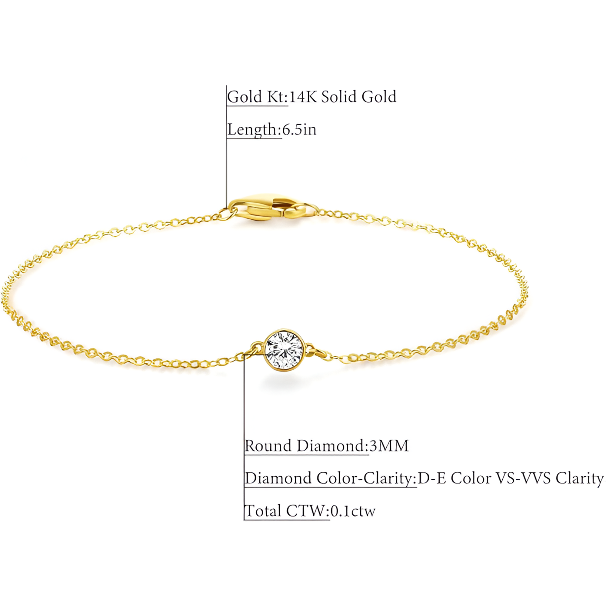 Diamond Solitaire Station Bracelet