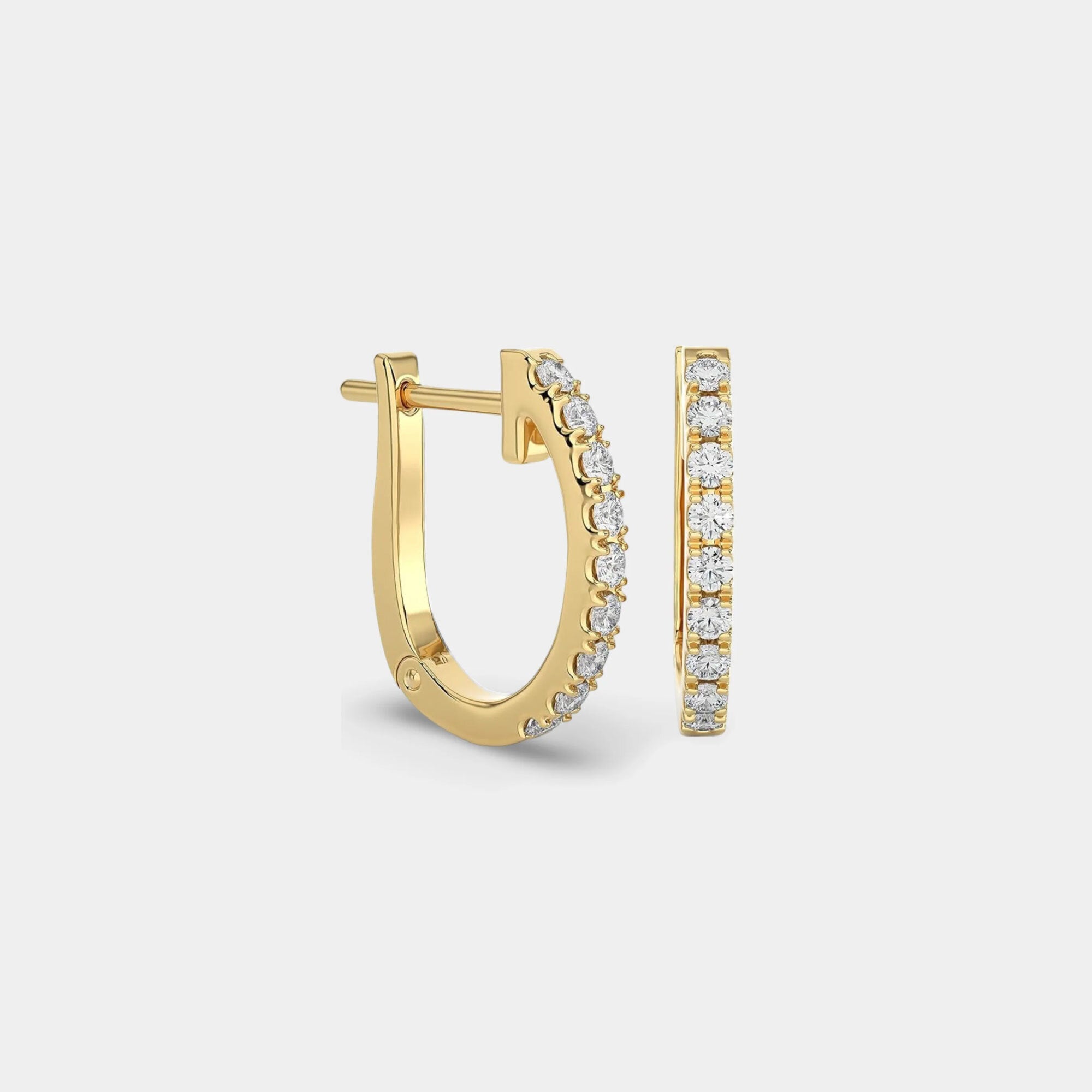 14K Diamond Huggie Hoop Earrings | Lab-Created Diamond Accents | Elegant Statement Hoops – MH ELEGANCE - MH ELEGANCE - 14K Diamond Huggie Hoop Earrings - MH ELEGANCE - Earrings