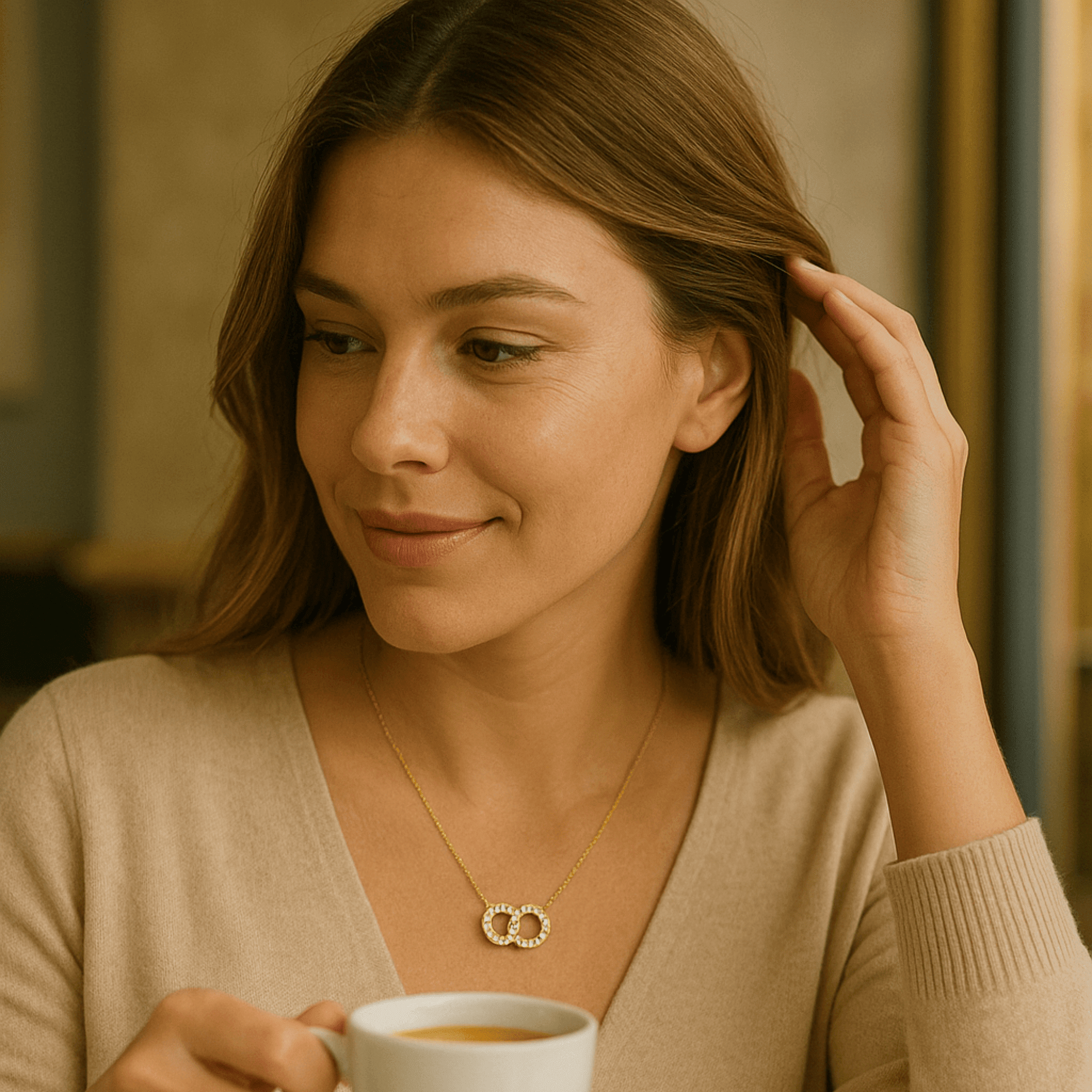 Minimalist gold circle pendant necklace styled for everyday layering – MH Elegance