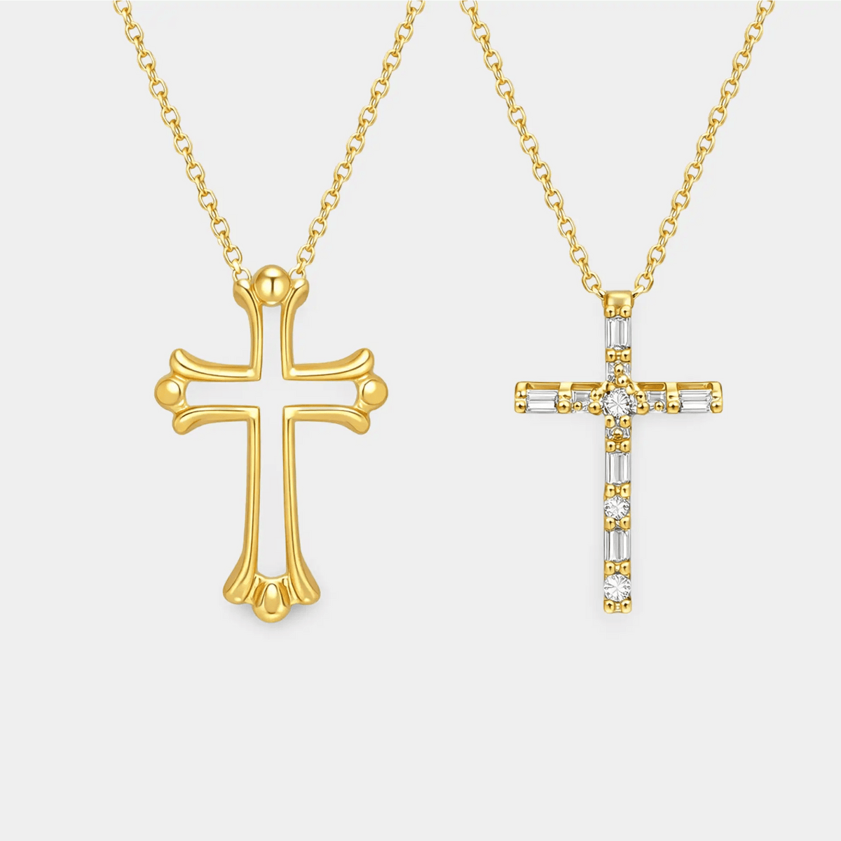 14K Gold Couples Puzzle Cross Necklace Set | MH ELEGANCE