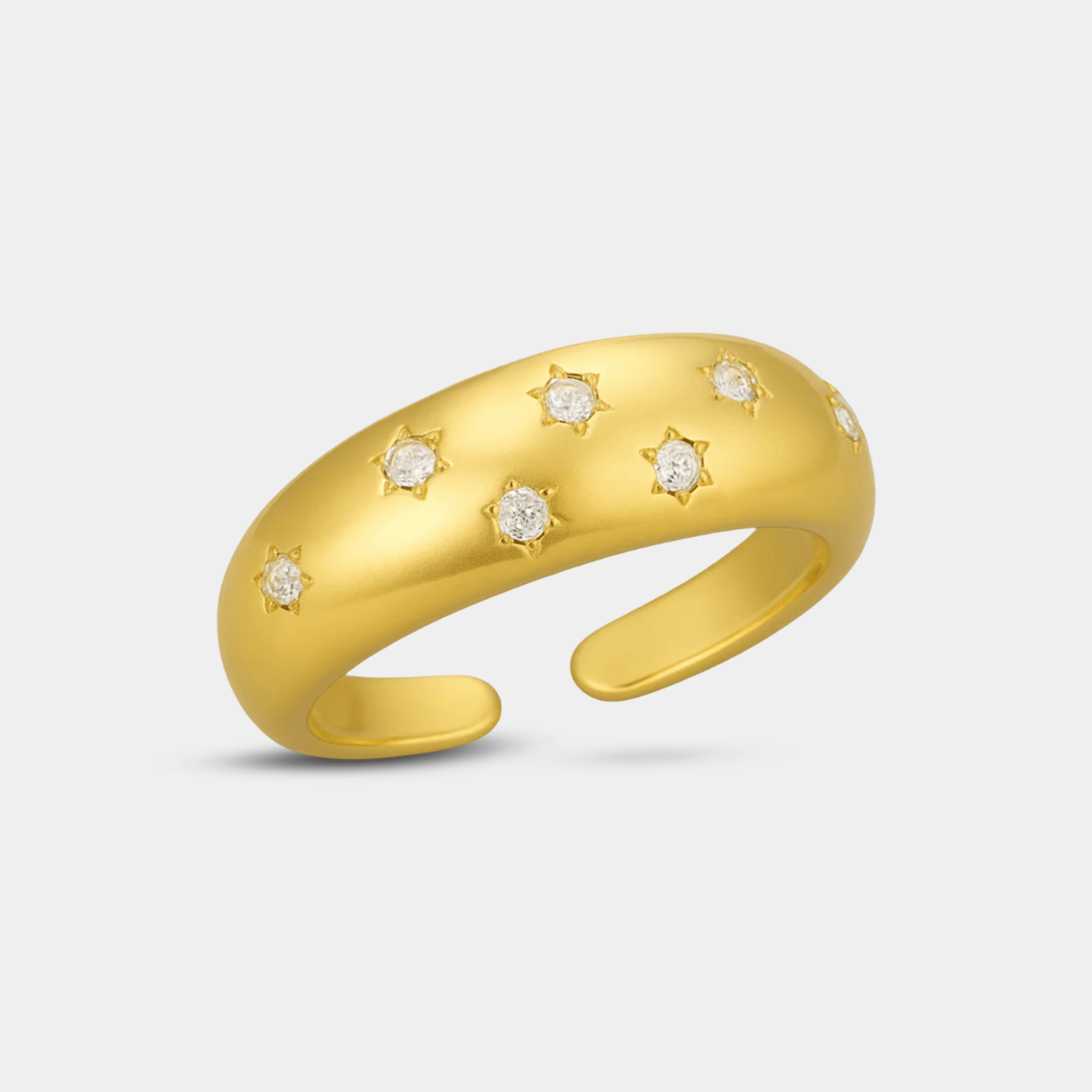 14K Gold Curve Band Ring | Elegant Celestial Star Design | Wedding Band – MH ELEGANCE - MH ELEGANCE - Celestial Star Ring - MH ELEGANCE - Ring