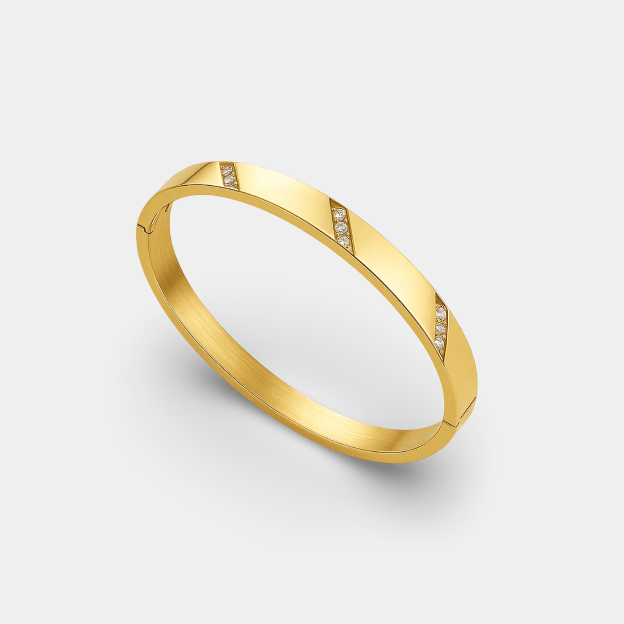 14K Gold Elysian Bangle Bracelet | Cubic Zirconia Sparkle | Rigid Design Everyday Luxury – MH ELEGANCE - MH ELEGANCE - Elysian Bangle Bracelet - MH ELEGANCE - Bracelet