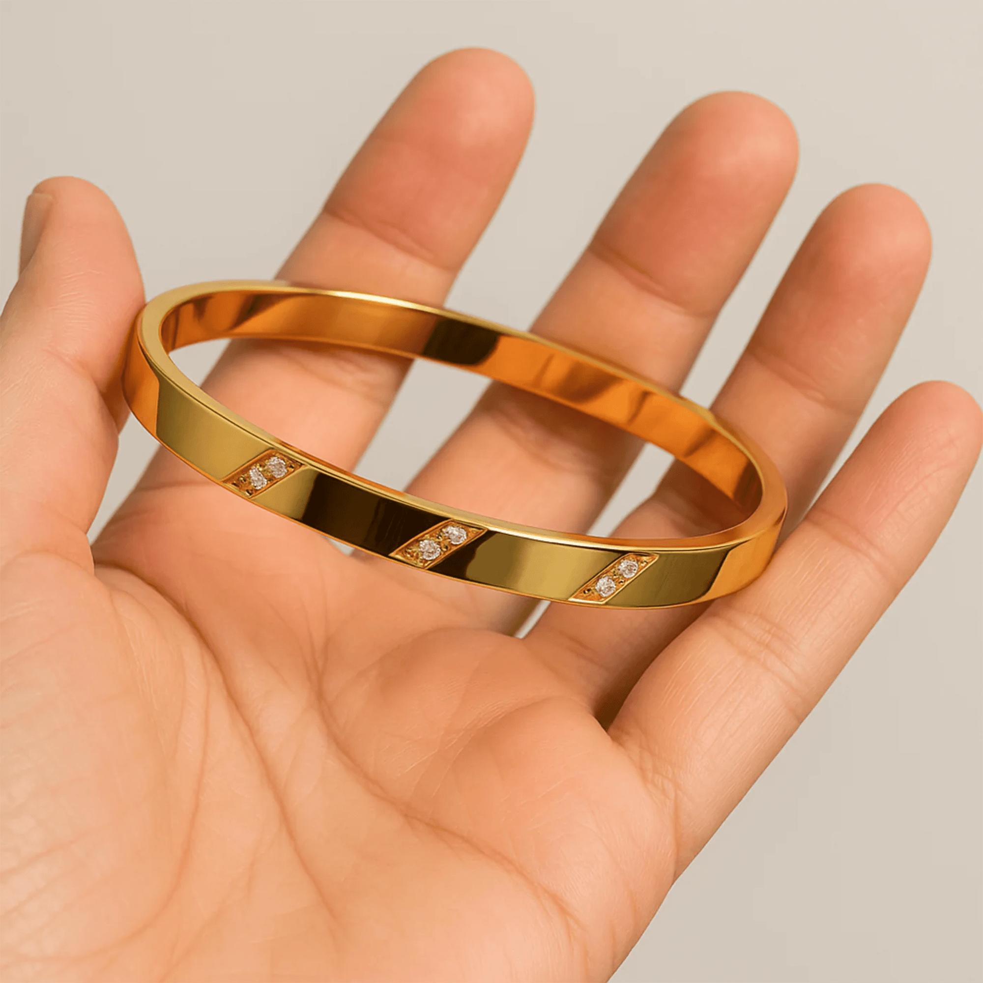 14K Gold Elysian Bangle Bracelet | Cubic Zirconia Sparkle | Rigid Design Everyday Luxury – MH ELEGANCE - MH ELEGANCE - Elysian Bangle Bracelet - MH ELEGANCE - Bracelet