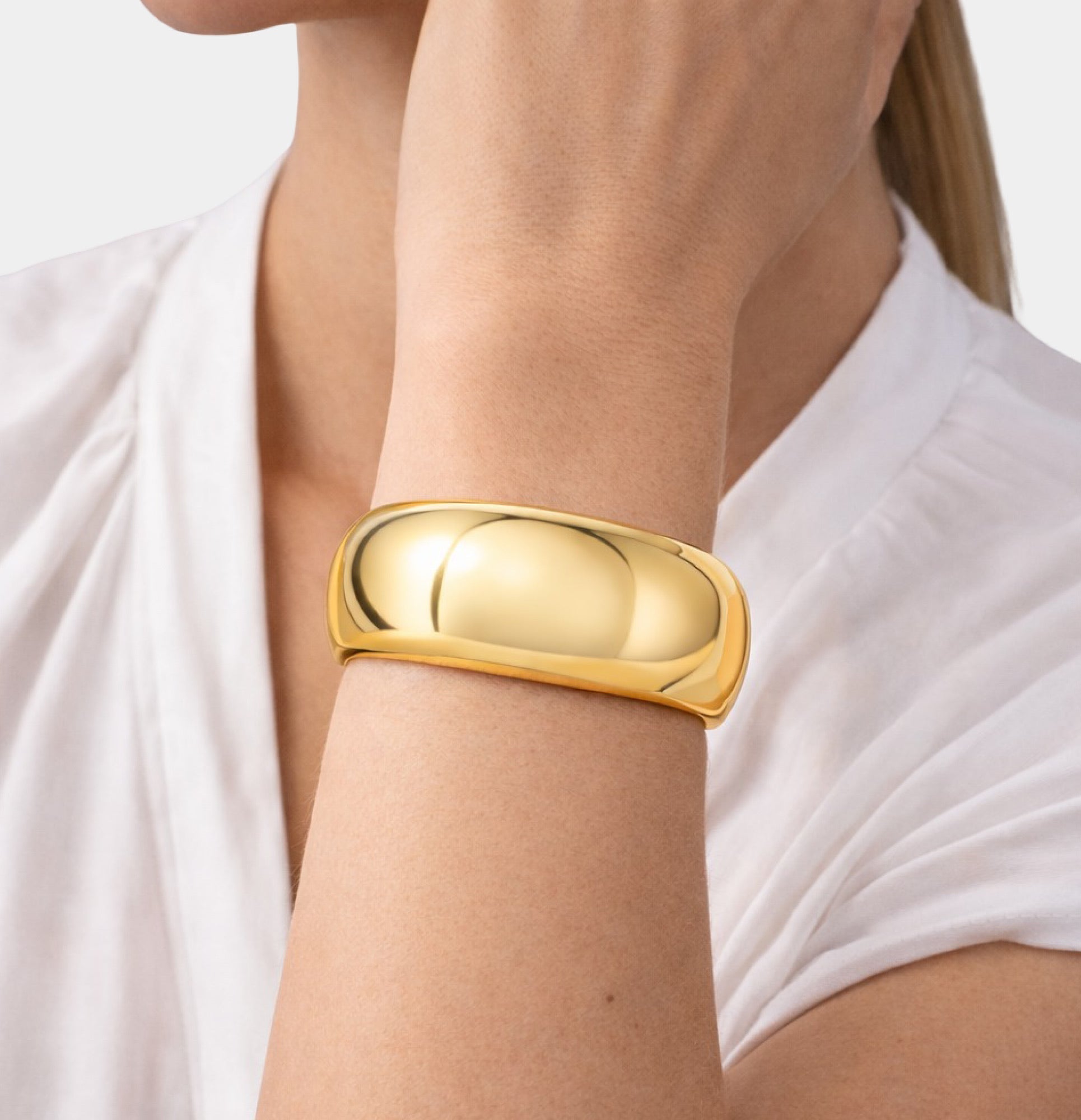 14K Gold Plated Aurora Bold Chunky Cuff Bangle | Statement Bracelet | Smooth Dome Design – MH ELEGANCE - MH ELEGANCE - 14K Gold Plated Aurora Bold Chunky Cuff Bangle | Statement Bracelet | Smooth Dome Design – MH ELEGANCE - bracelet