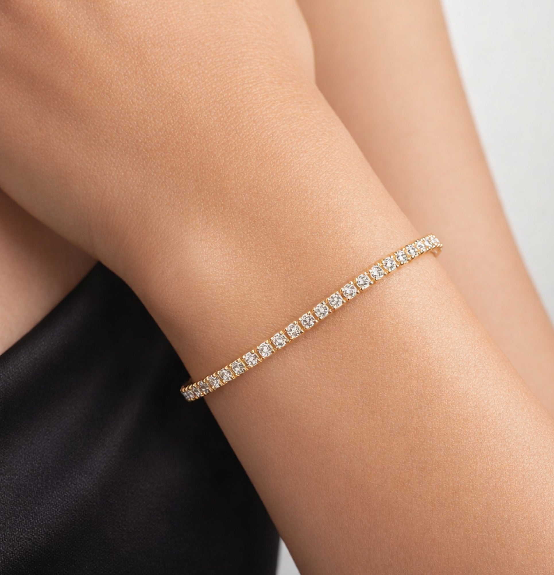 14K Gold Plated Radiant Grace Tennis Bracelet - MH ELEGANCE - 14K Gold Plated Radiant Grace Tennis Bracelet - bracelet