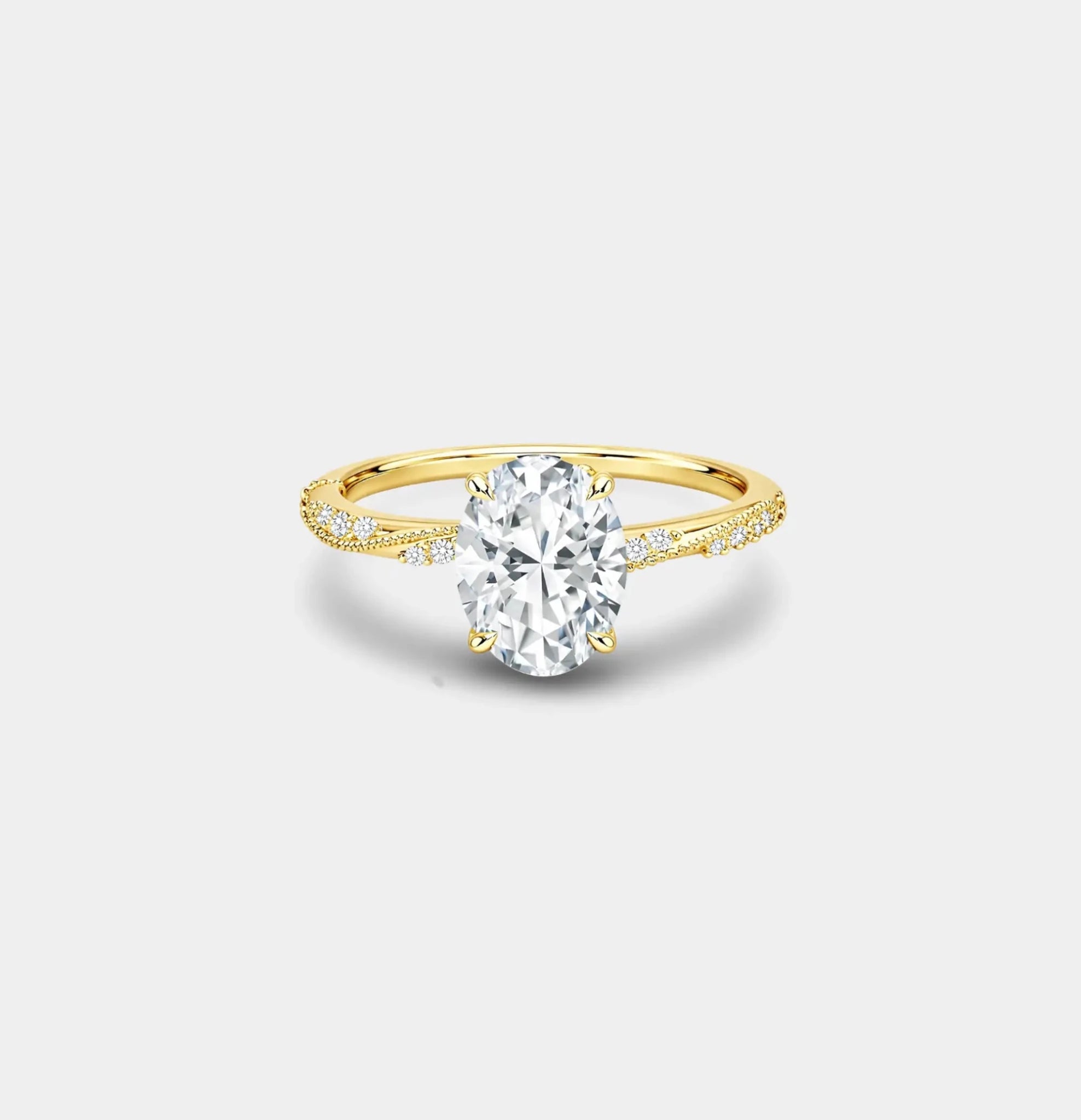 14K Gold Plated Royal Glow Oval Diamond Ring - MH ELEGANCE - 14K Gold Plated Royal Glow Oval Diamond Ring - Ring