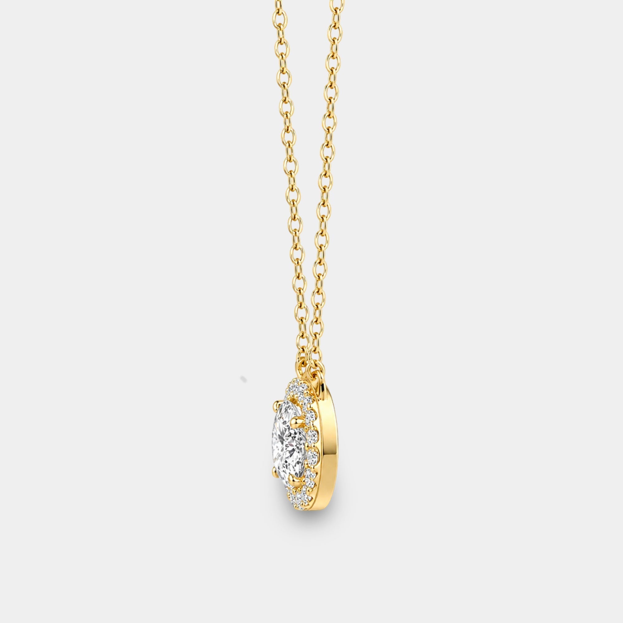 14K Gold Plated Solitaire CZ Necklace | Diamond Alternative | Single Stone – MH ELEGANCE - MH ELEGANCE - Diamond-like solitaire necklace sustainable luxury - Necklace