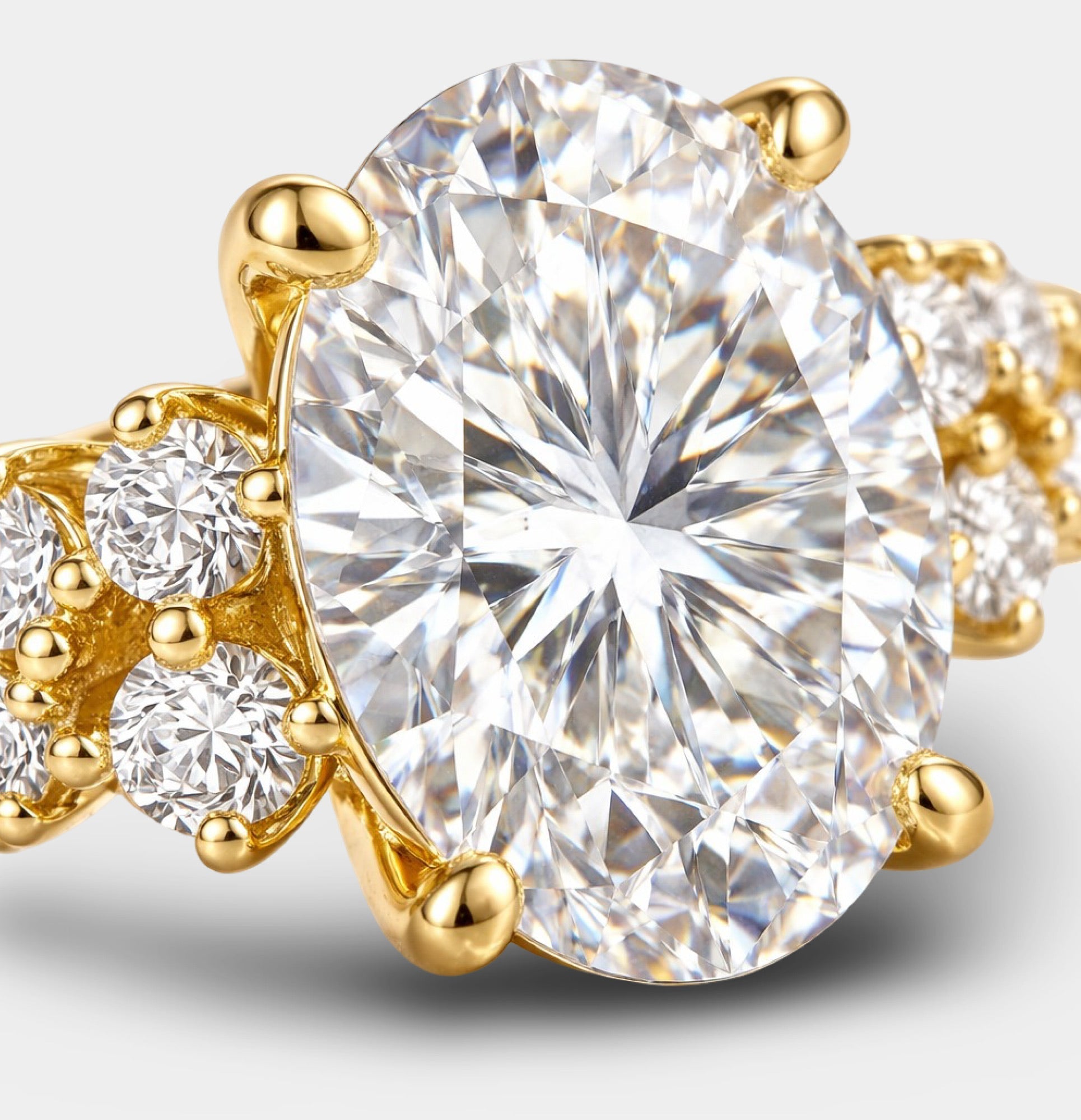 14K Gold Plated Sterling Silver Oval Cut Engagement Ring - MH ELEGANCE - 14K Gold Plated Sterling Silver Oval Cut Engagement Ring - Ring