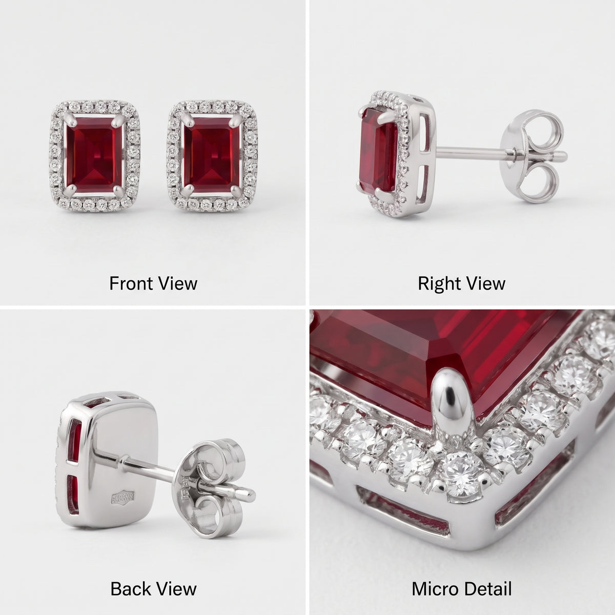 Boucles d'oreilles clous Halo Garnet de Veya