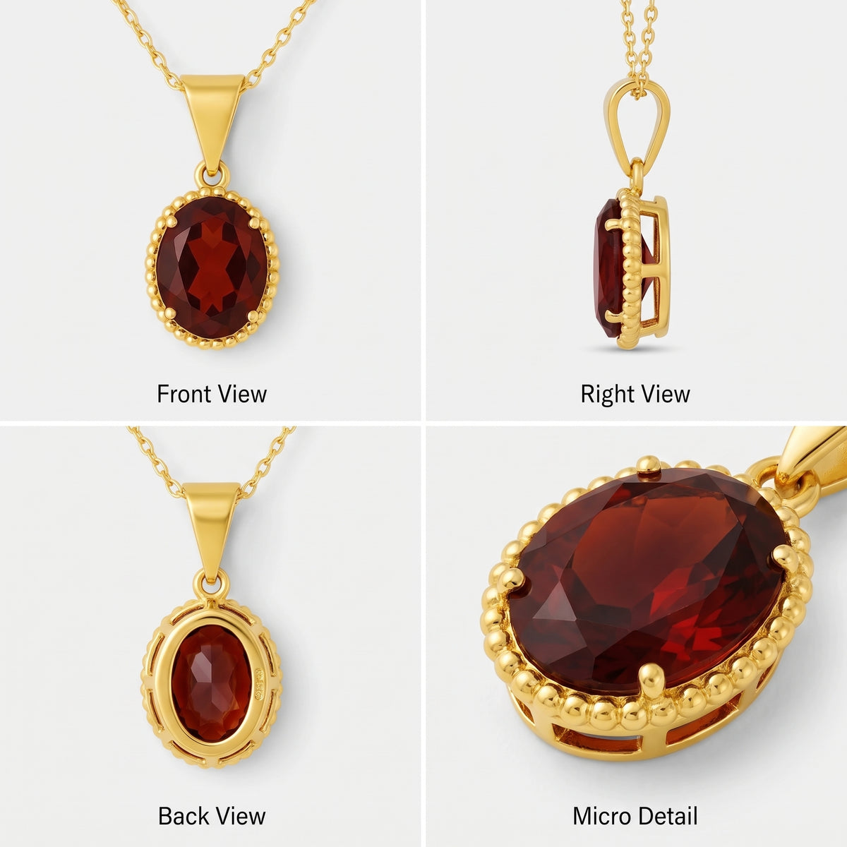 Collier pendentif ovale Lina Grenat