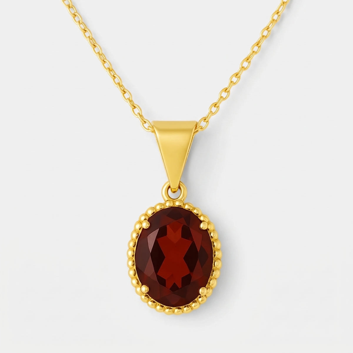 Collier pendentif ovale Lina Grenat