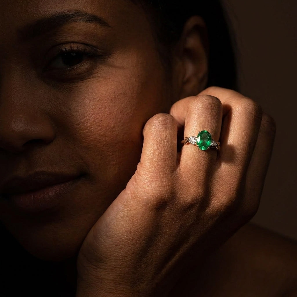 Bague croisée Liora deux tons émeraude