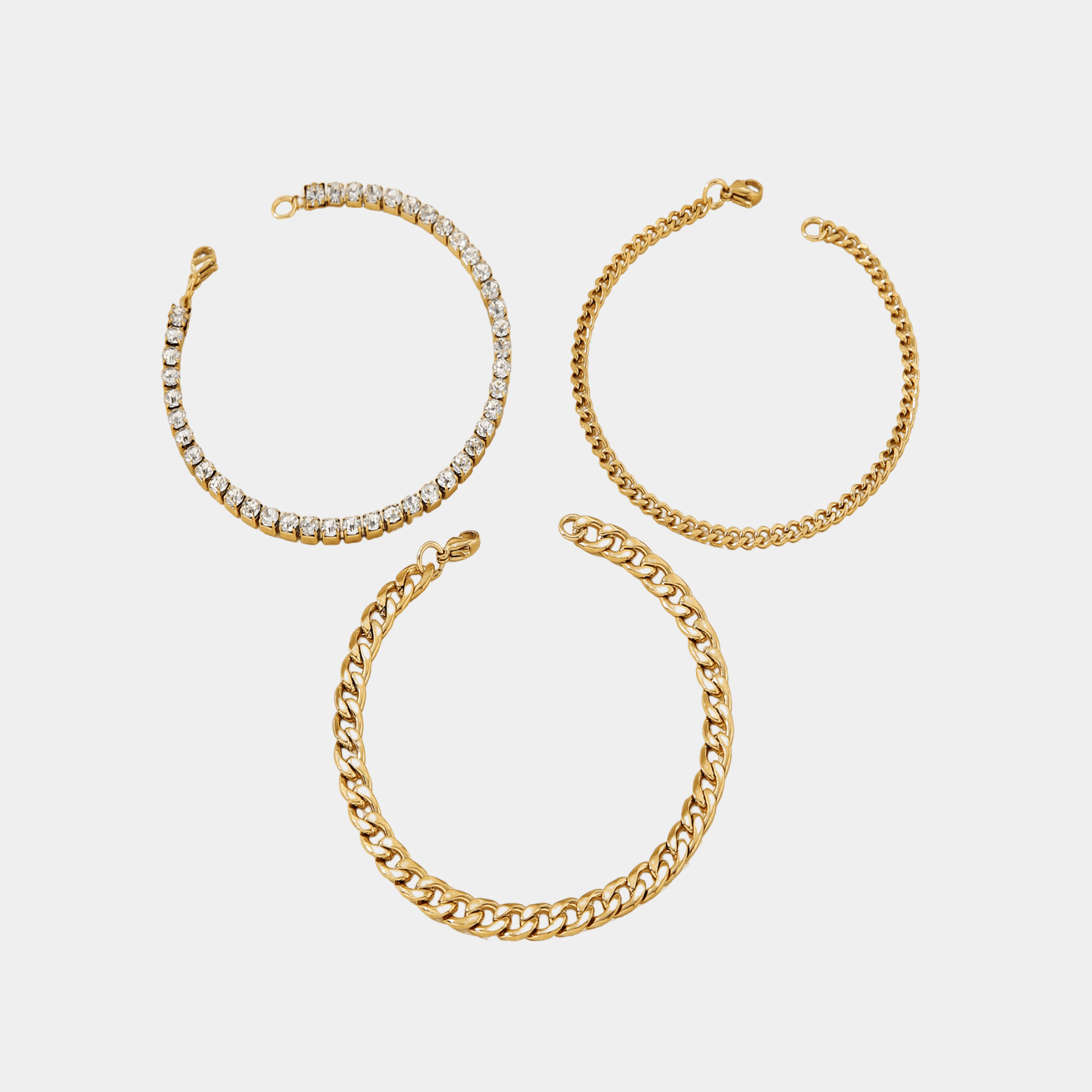 Gold Charm Bracelet Set – 3Piece