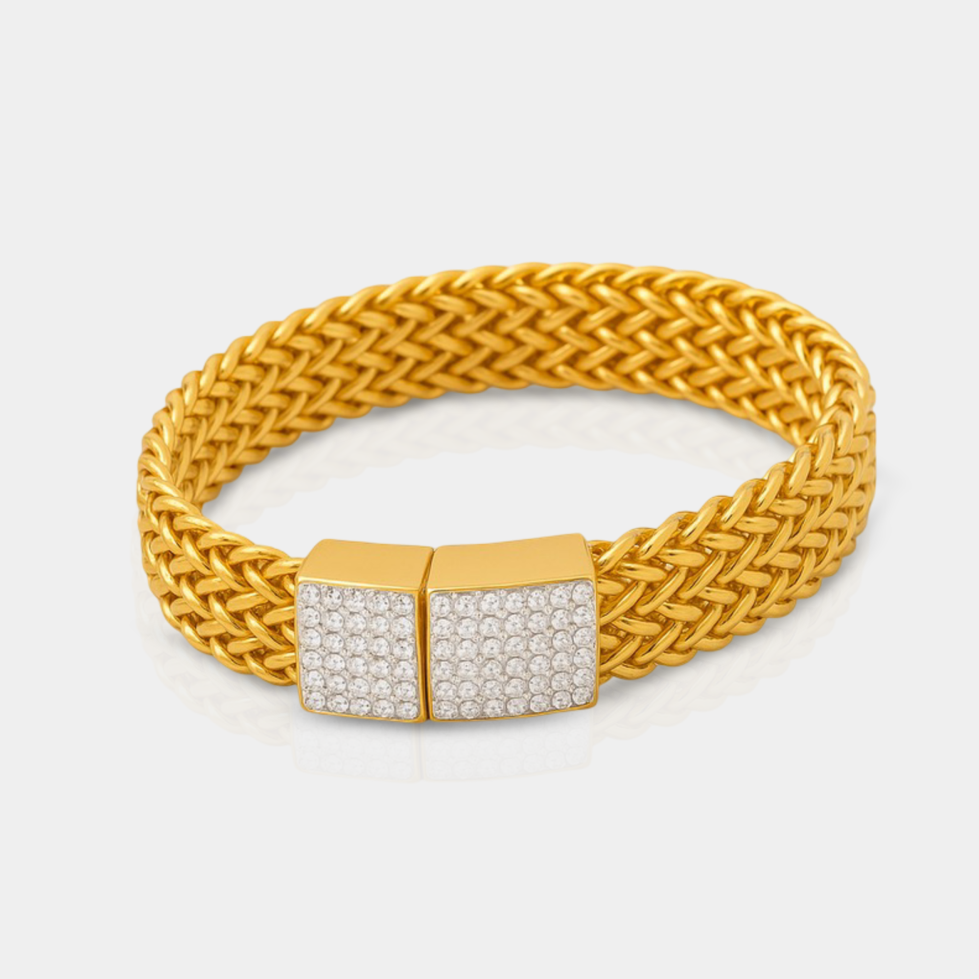 18K Gold Bracelet Moissanite & Diamond Inlay