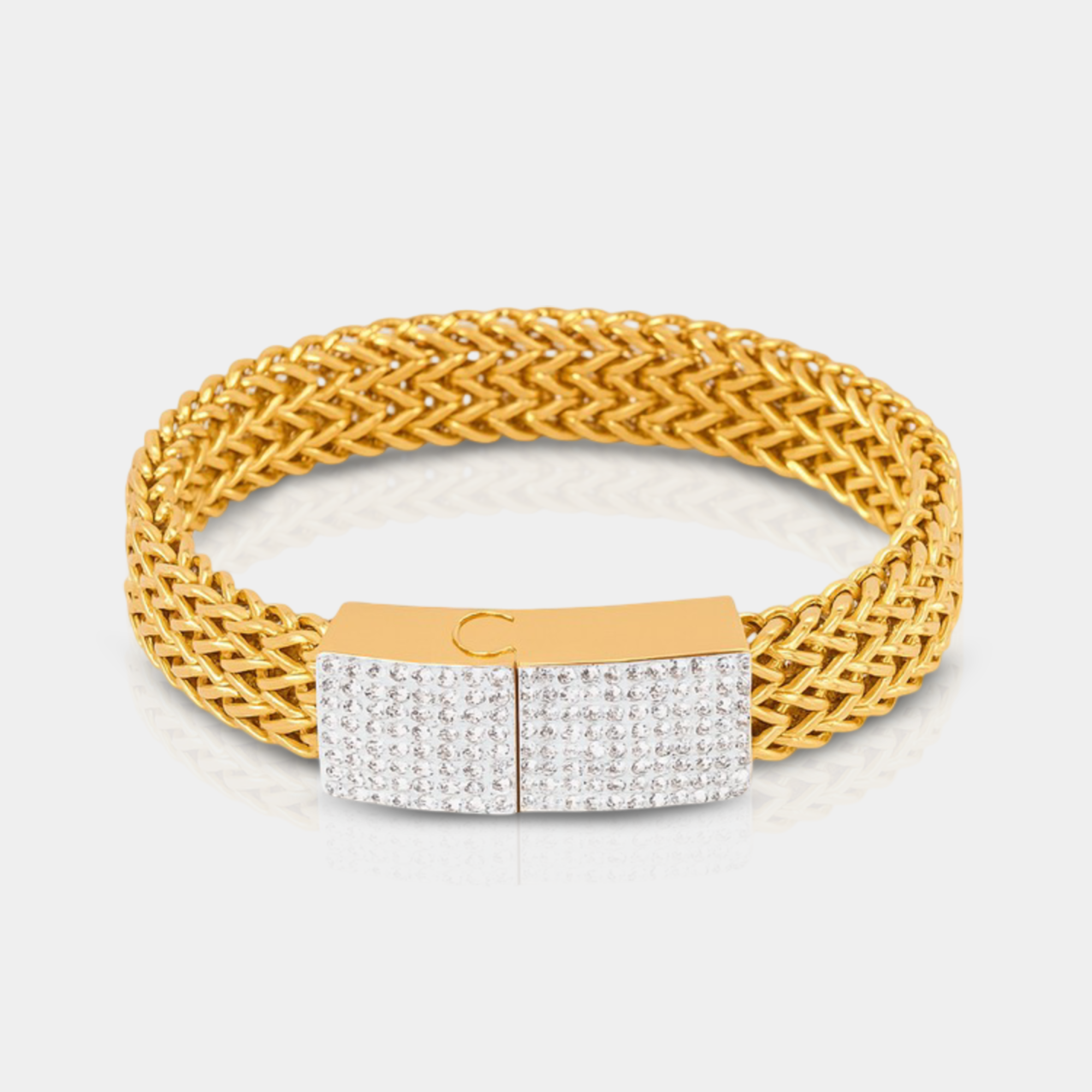 18K Gold Bracelet Moissanite & Diamond Inlay
