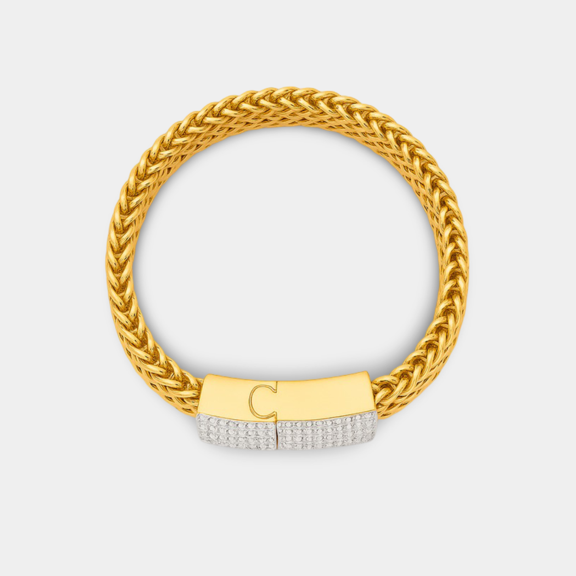 18K Gold Bracelet Moissanite & Diamond Inlay