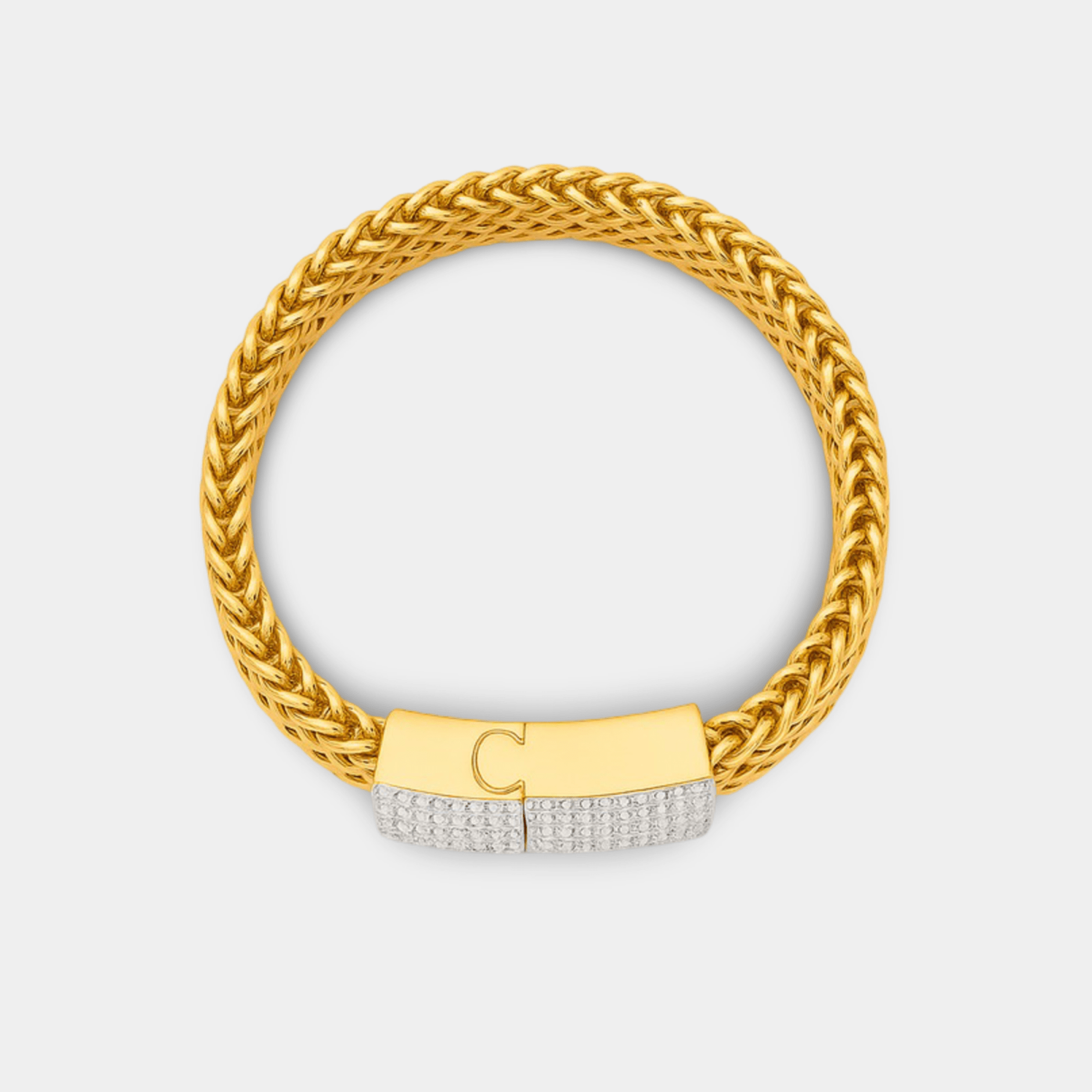 18K Gold Bracelet | Moissanite & Diamond Inlay | Premium Luxury Mixed Metal – MH ELEGANCE - MH ELEGANCE - 18K Gold Bracelet Moissanite & Diamond Inlay - MH ELEGANCE - bracelet