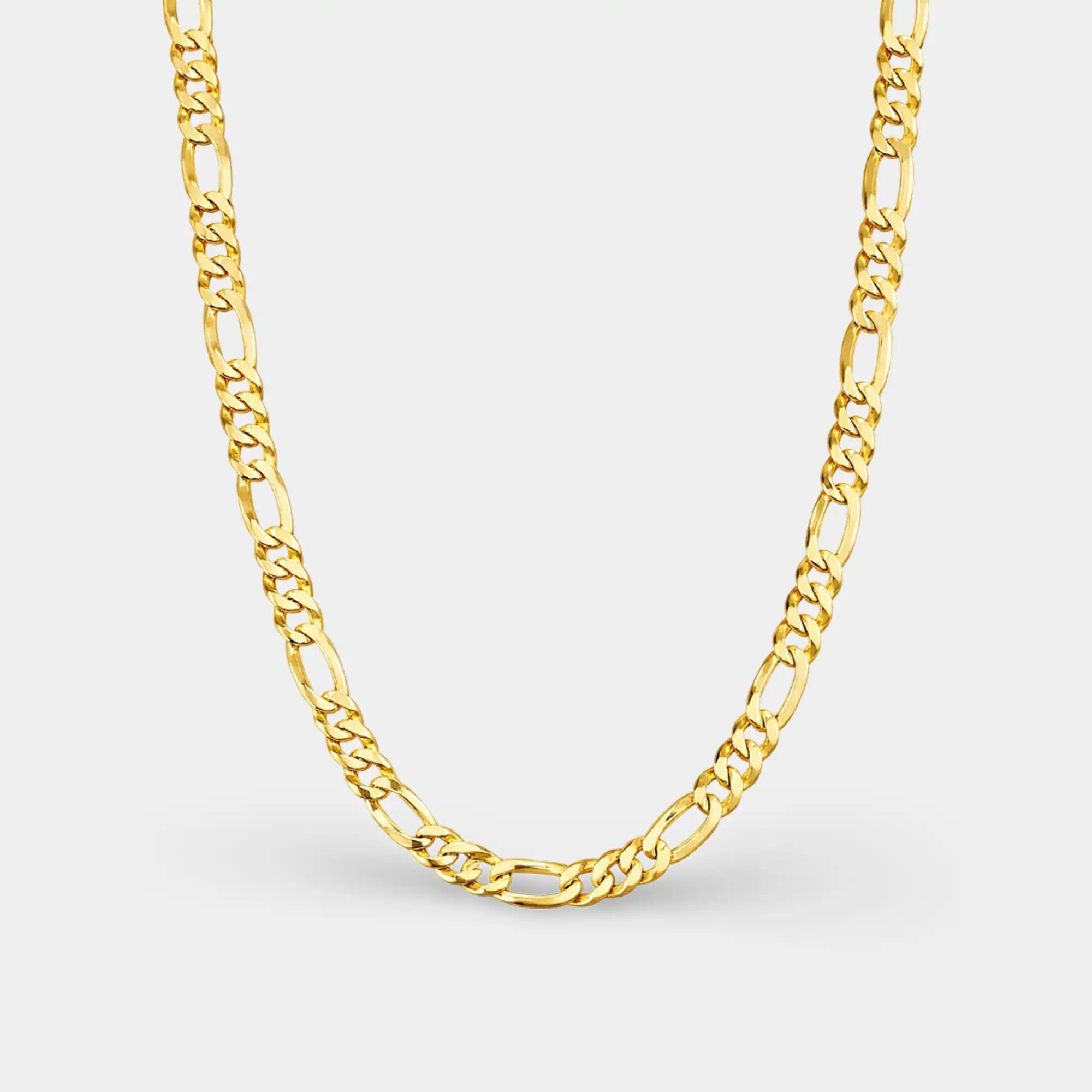 18K Gold Plated Sterling Silver Figaro Chain Necklace - MH ELEGANCE - 18K Gold Plated Sterling Silver Figaro Chain Necklace - Necklace
