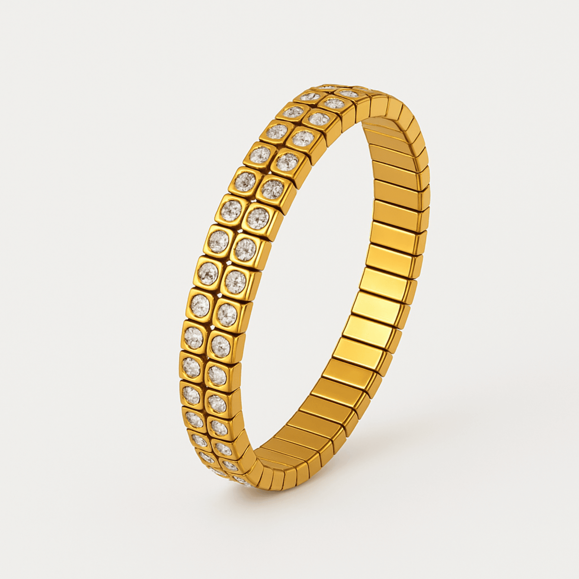 18K Gold Retro Diamond Bracelet | Vintage Glam CZ Bracelet | 1920s Inspired – MH ELEGANCE - MH ELEGANCE - Retro Gold Diamond Bracelet - MH ELEGANCE - Bracelet