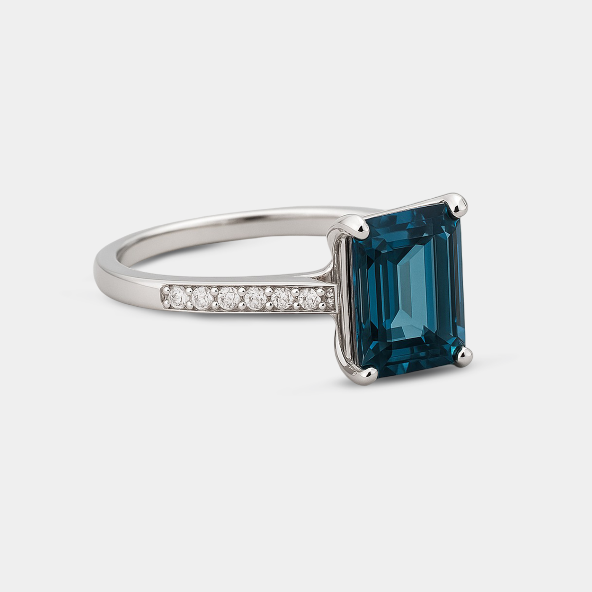 Persian Blue Moissanite Halo Engagement Ring