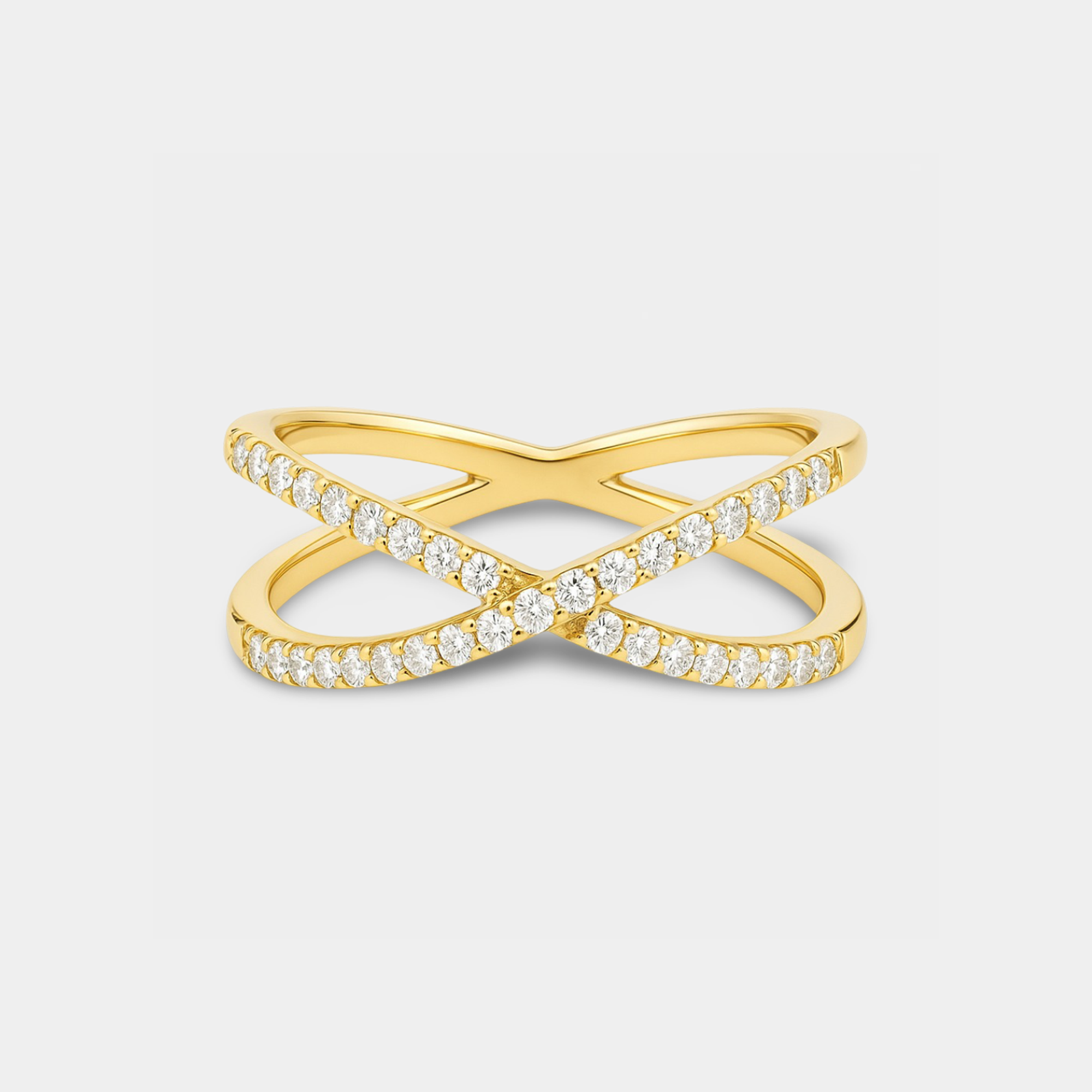 Margot Gold Pavé Criss Cross Ring