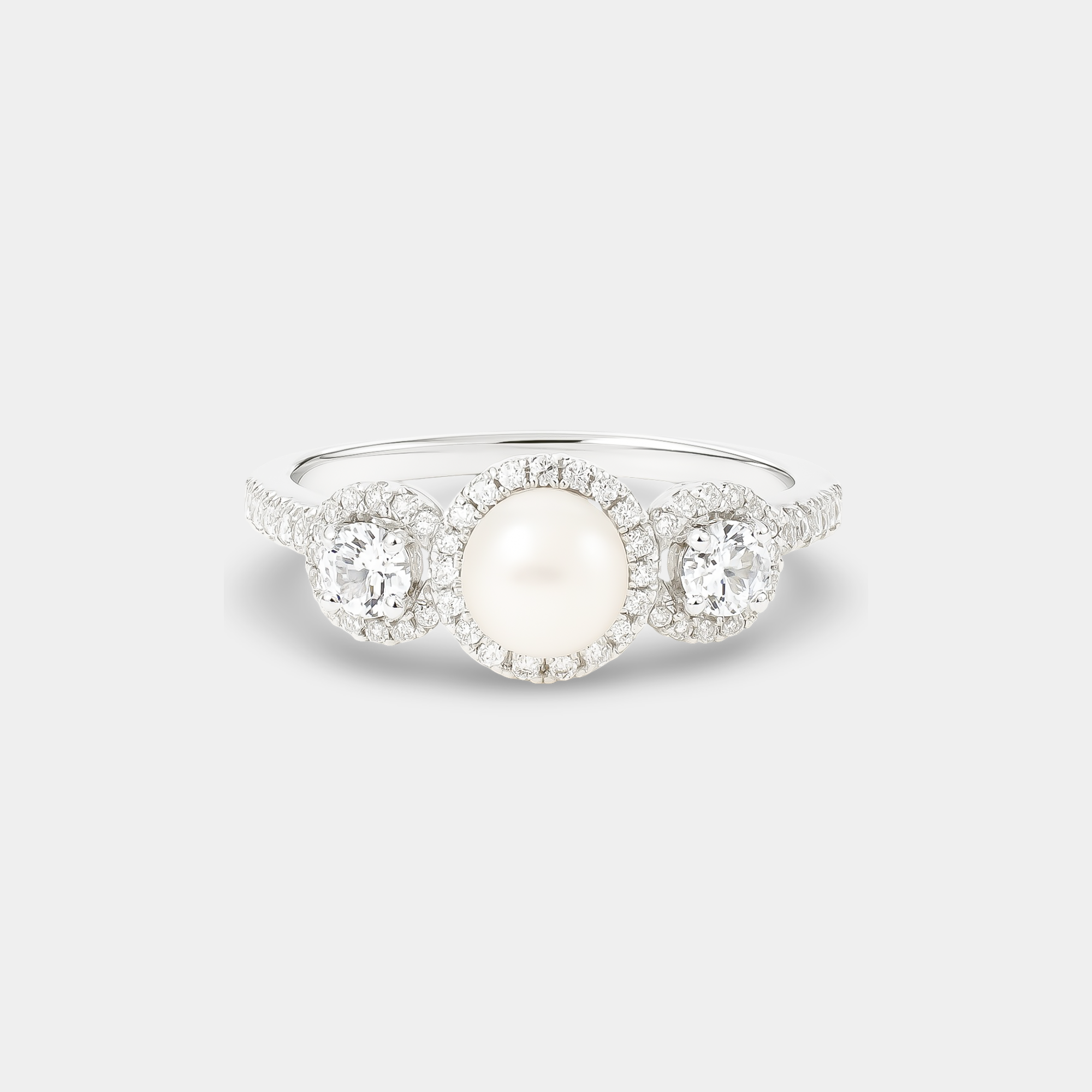 Freshwater Pearl & White Topaz Ring