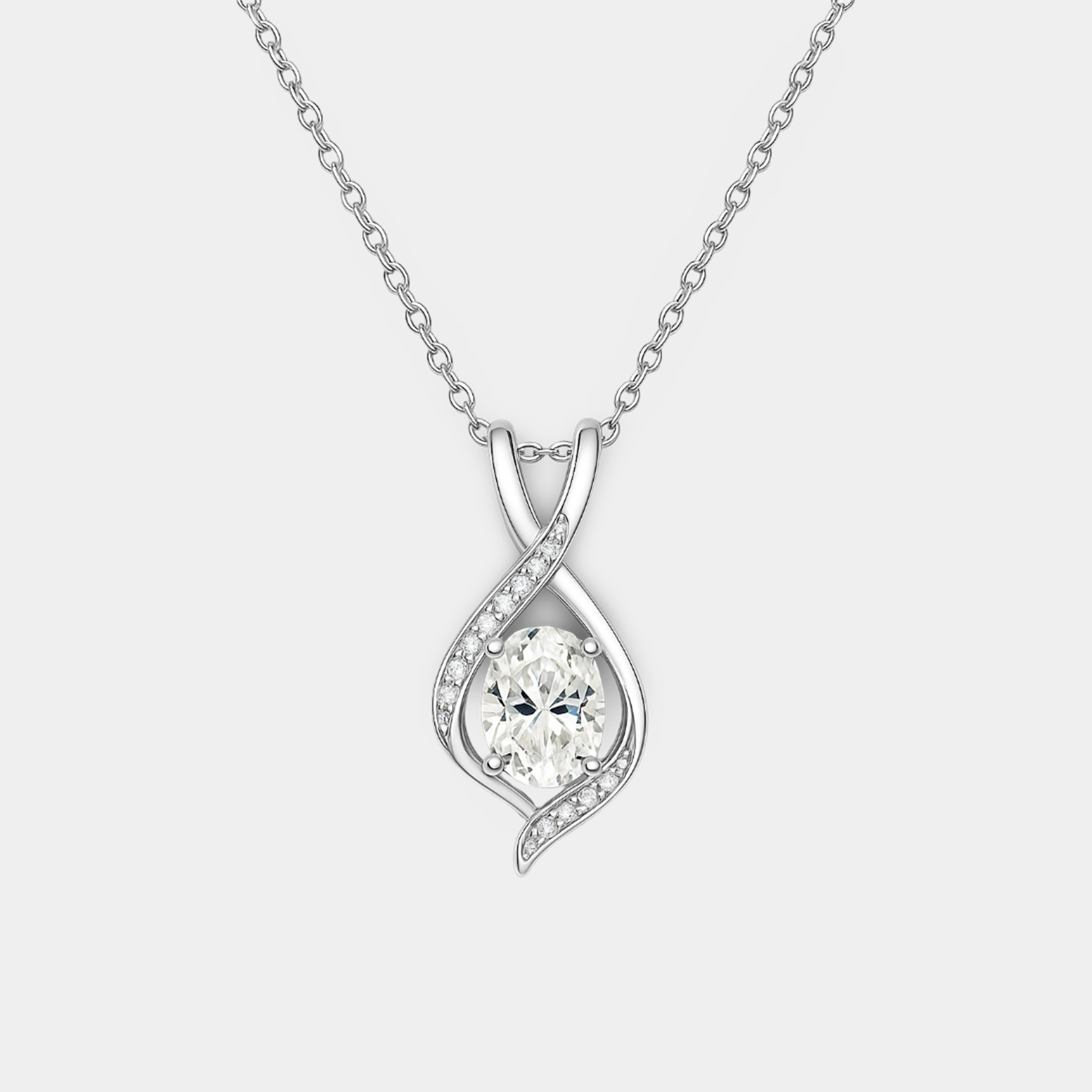 White Topaz Oval Sparkle Pendant