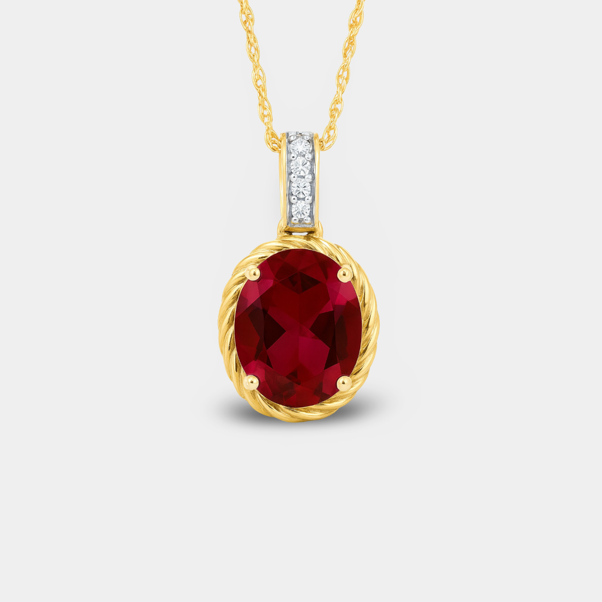 Ruby & Diamond Oval Pendant