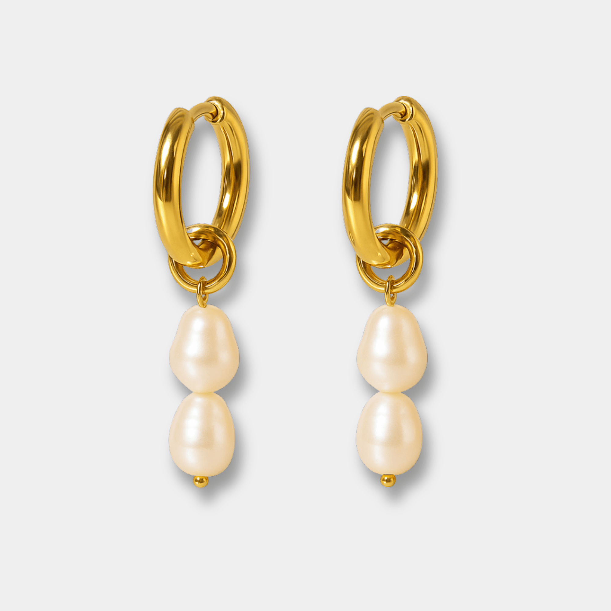 Luminous Double Pearl Hoops