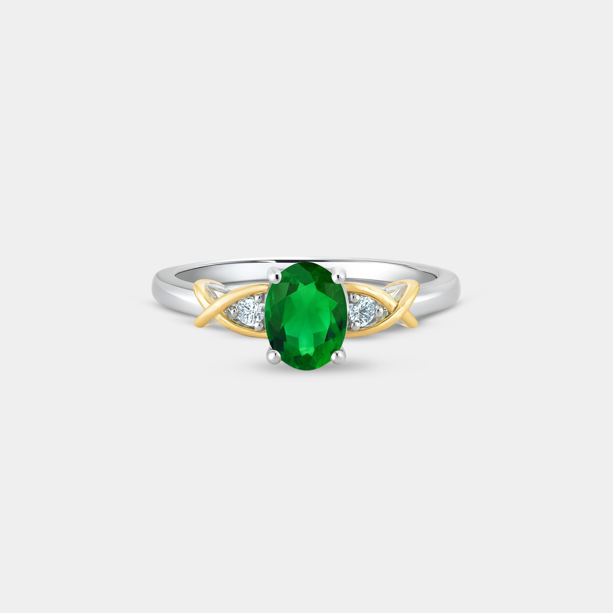 Liora Two-Tone Emerald Crossover Ring