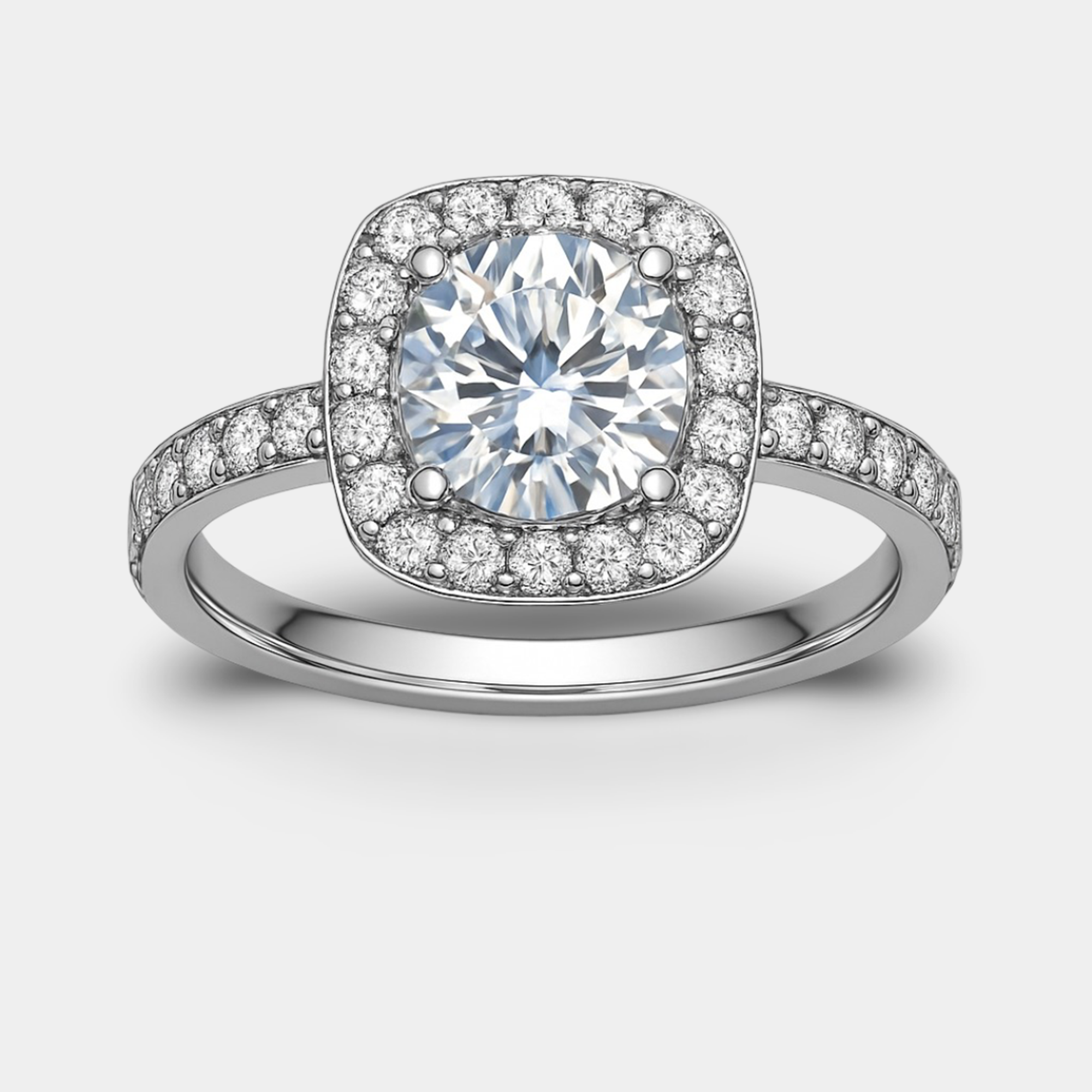 Mira Moissanite Halo Engagement Ring