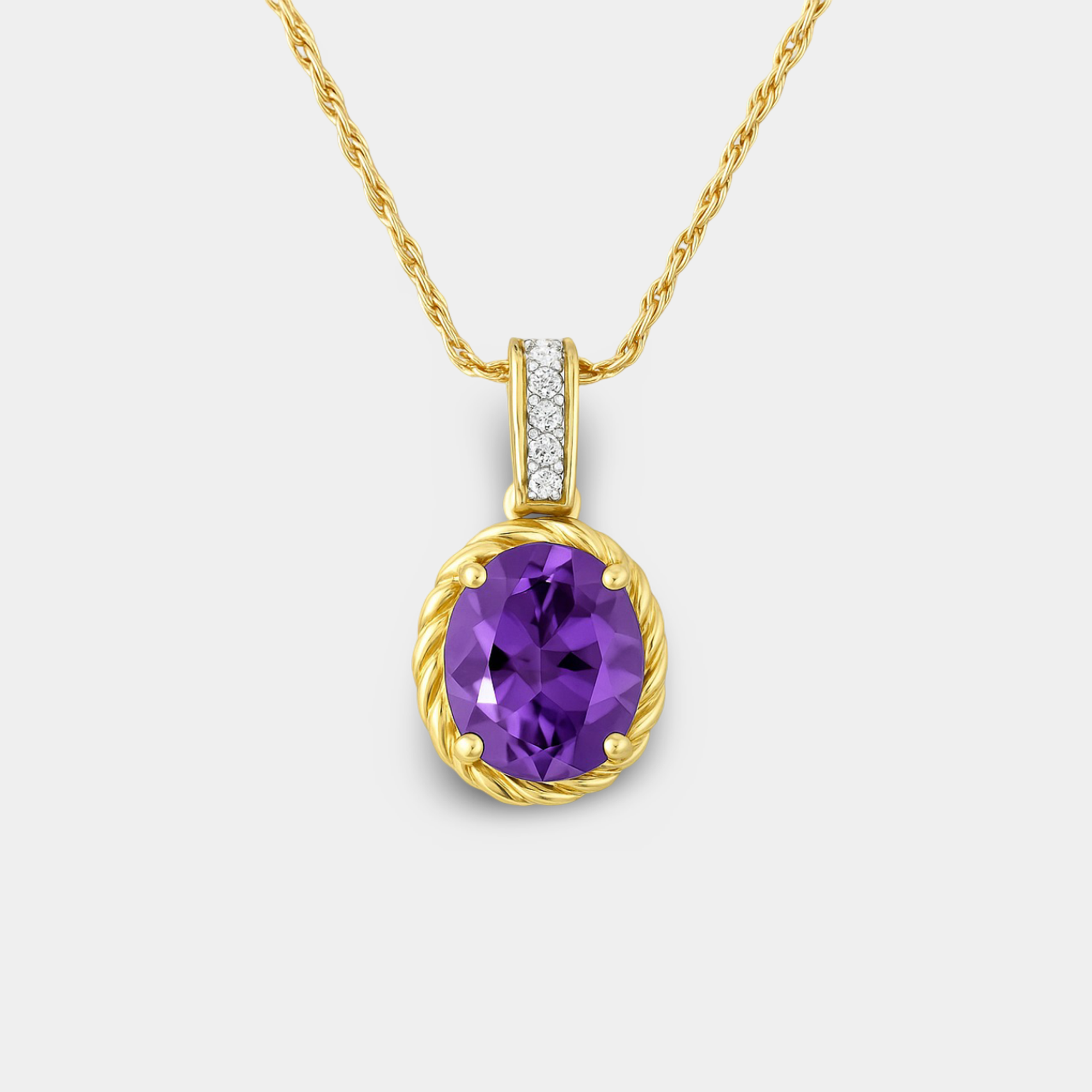 Alma Amethyst Diamond Pendant Necklace