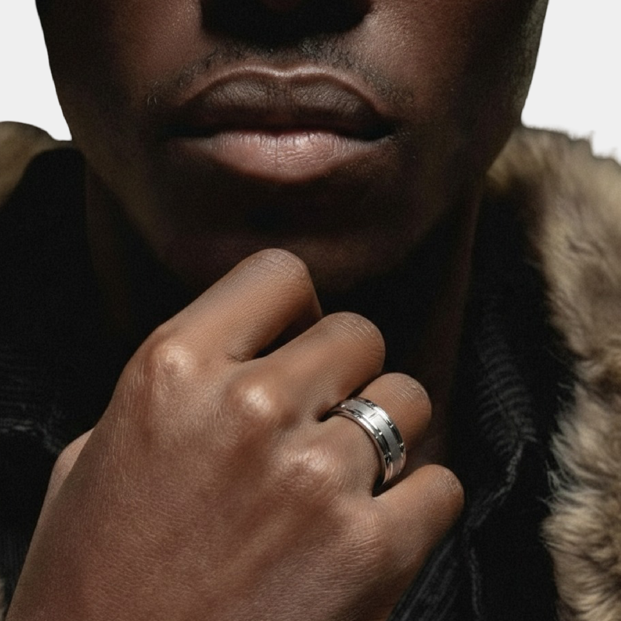 Sterling Silver & Steel Square His & Hers  Ring Set