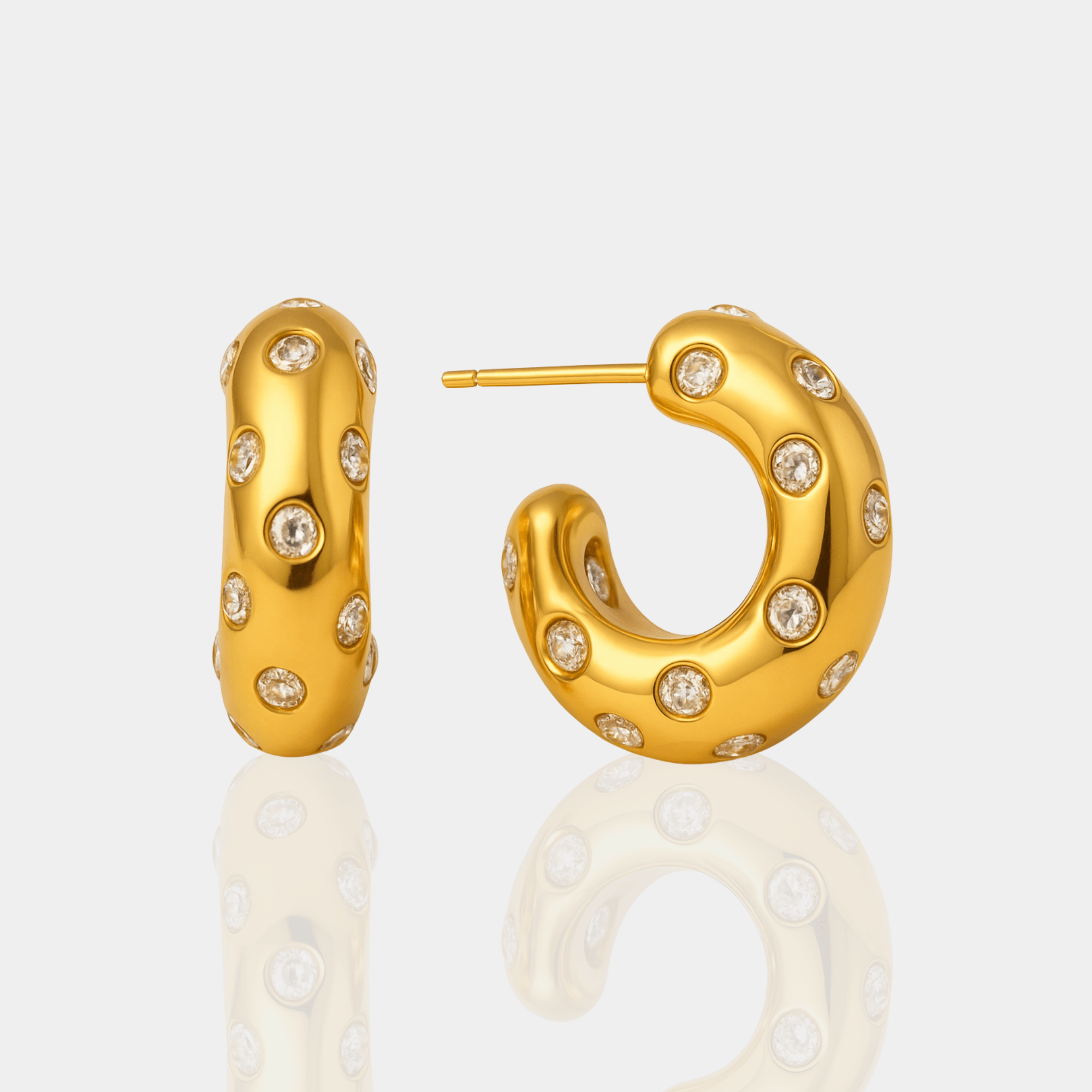 C-Shaped Chunky Gold Hoops