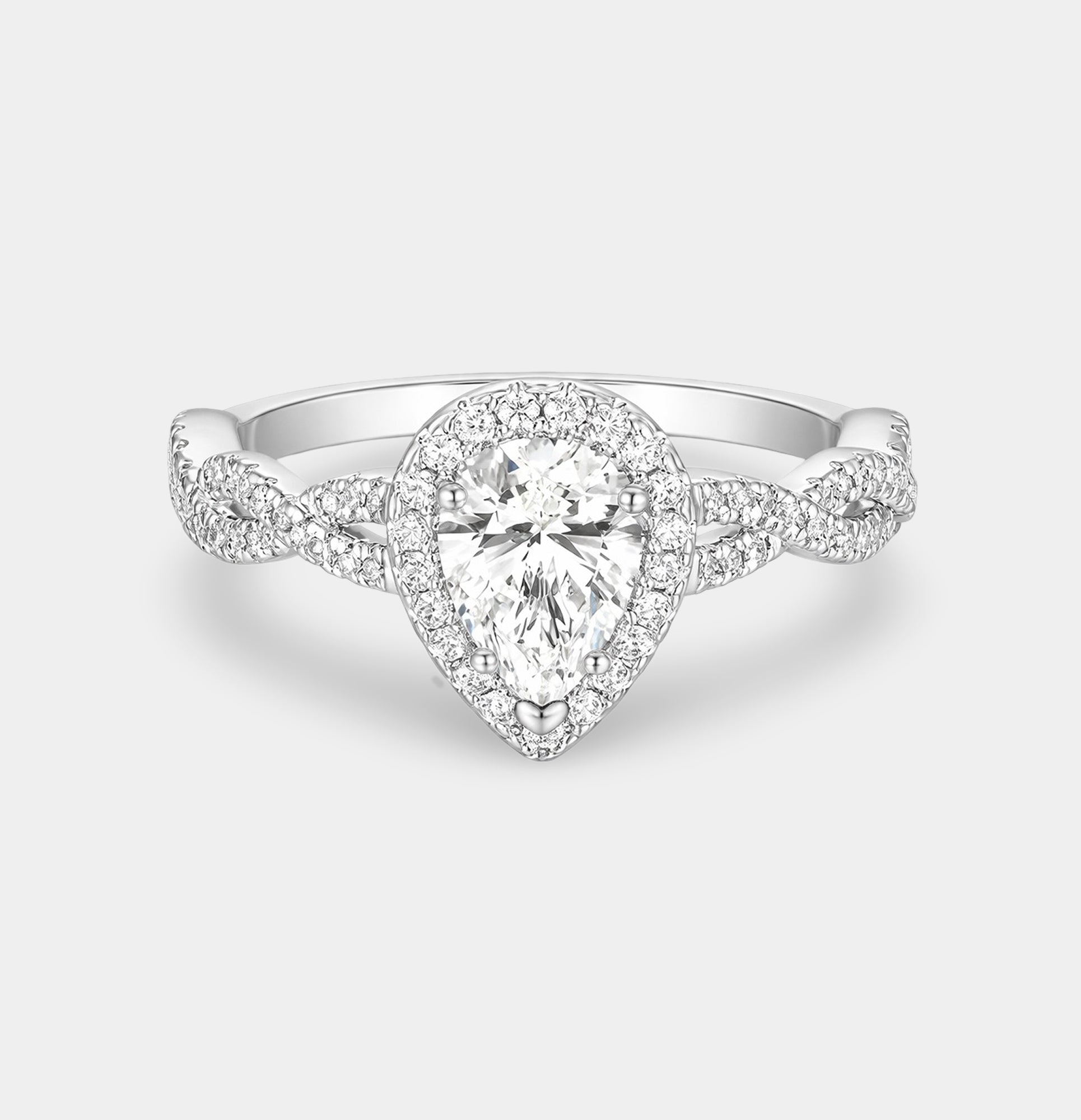 Royal Twisted Halo Pear Engagement Ring