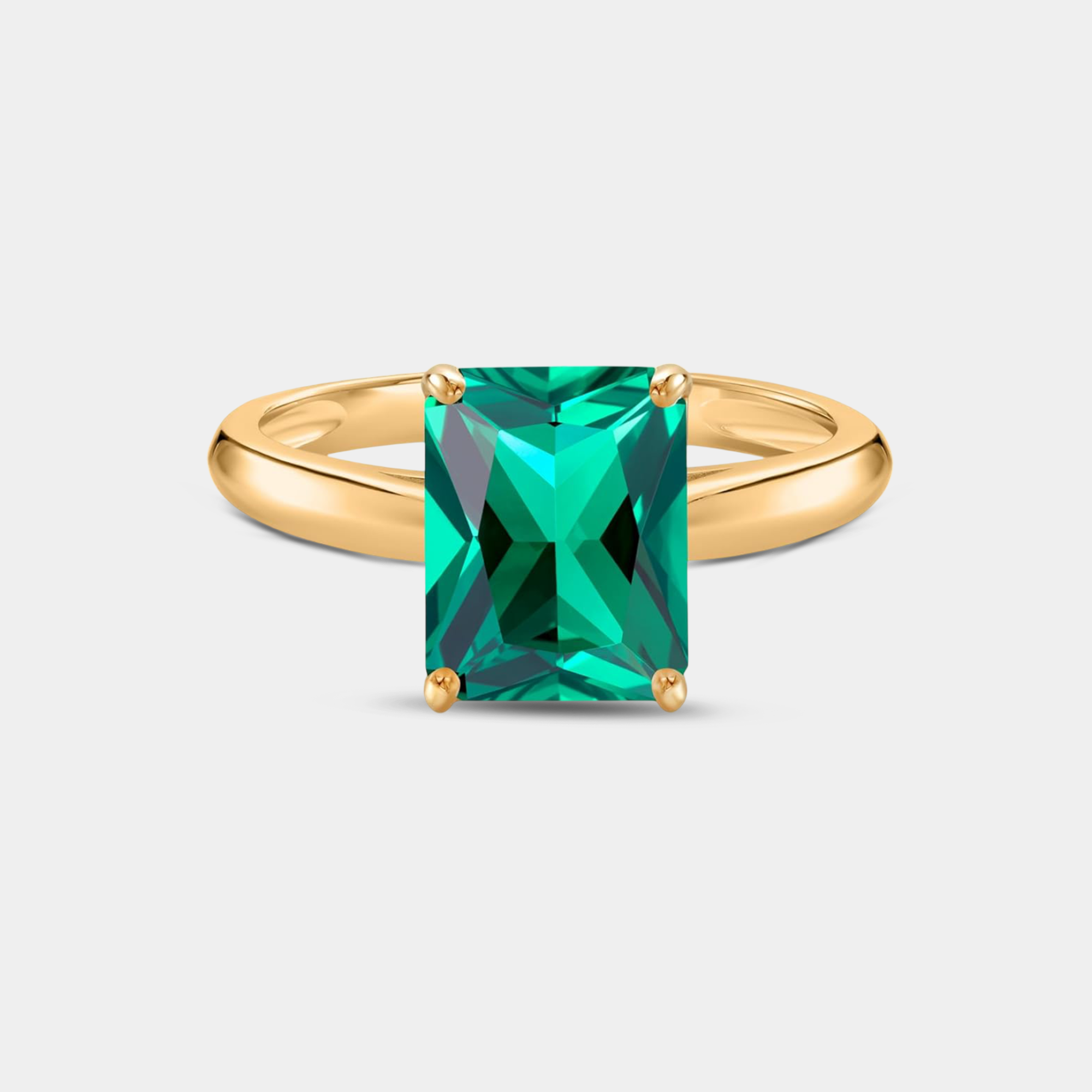 Nano Emerald Solitaire Gold Ring