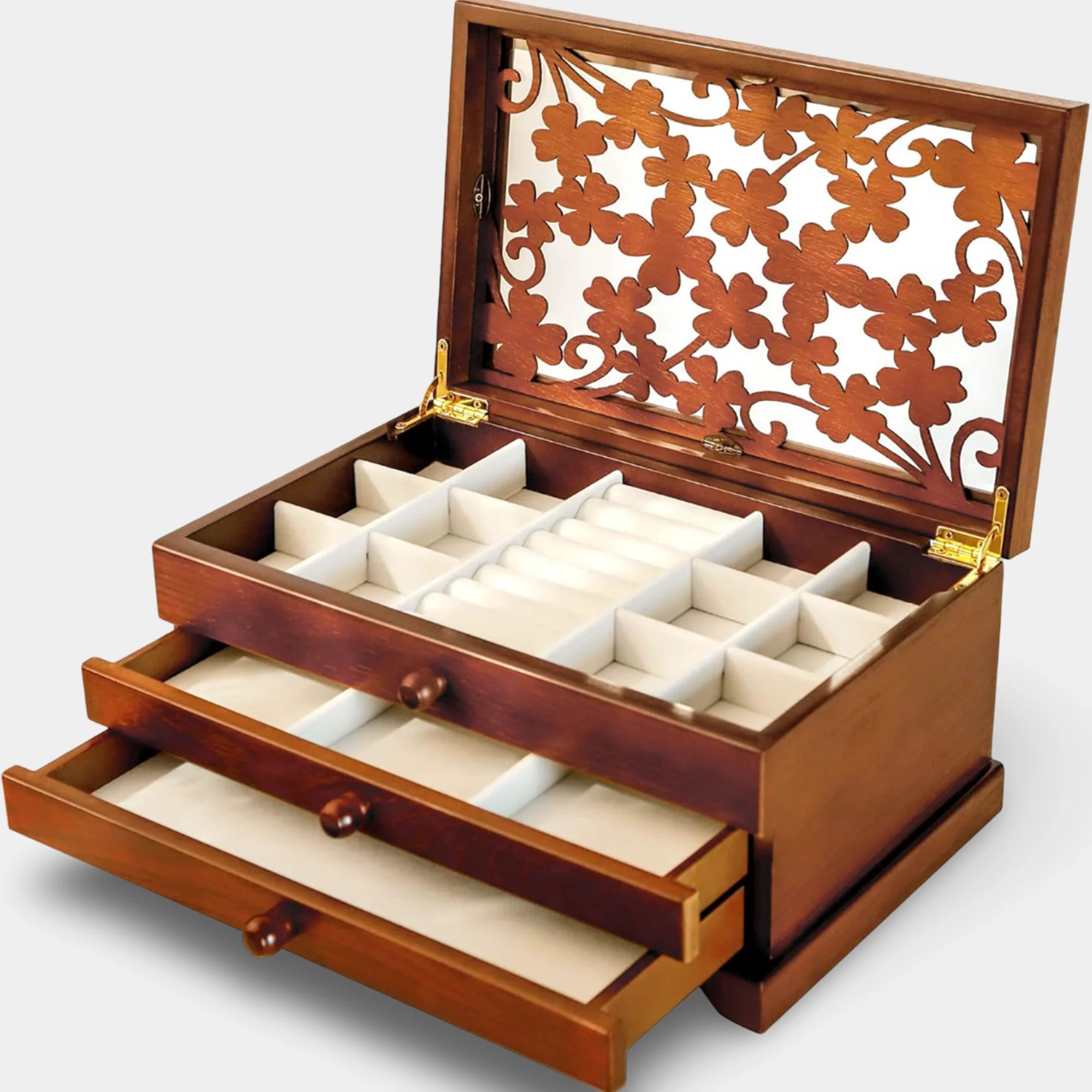 3 Layer Wooden Jewelry Box Organizer for Women
