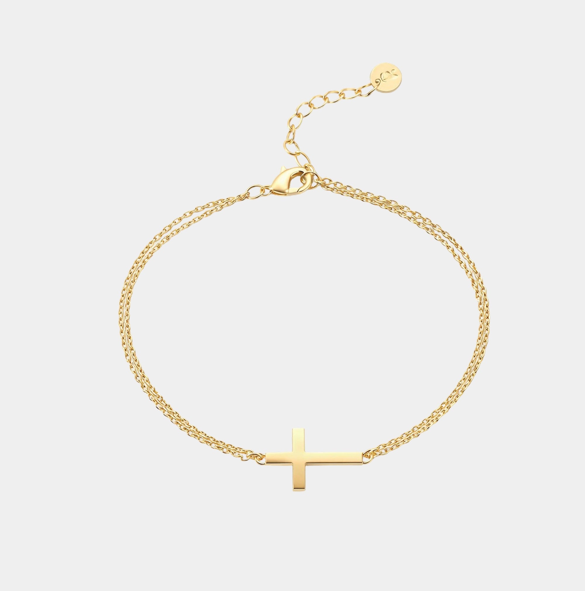 14K Gold Sideways Sacred Grace Cross Bracelet
