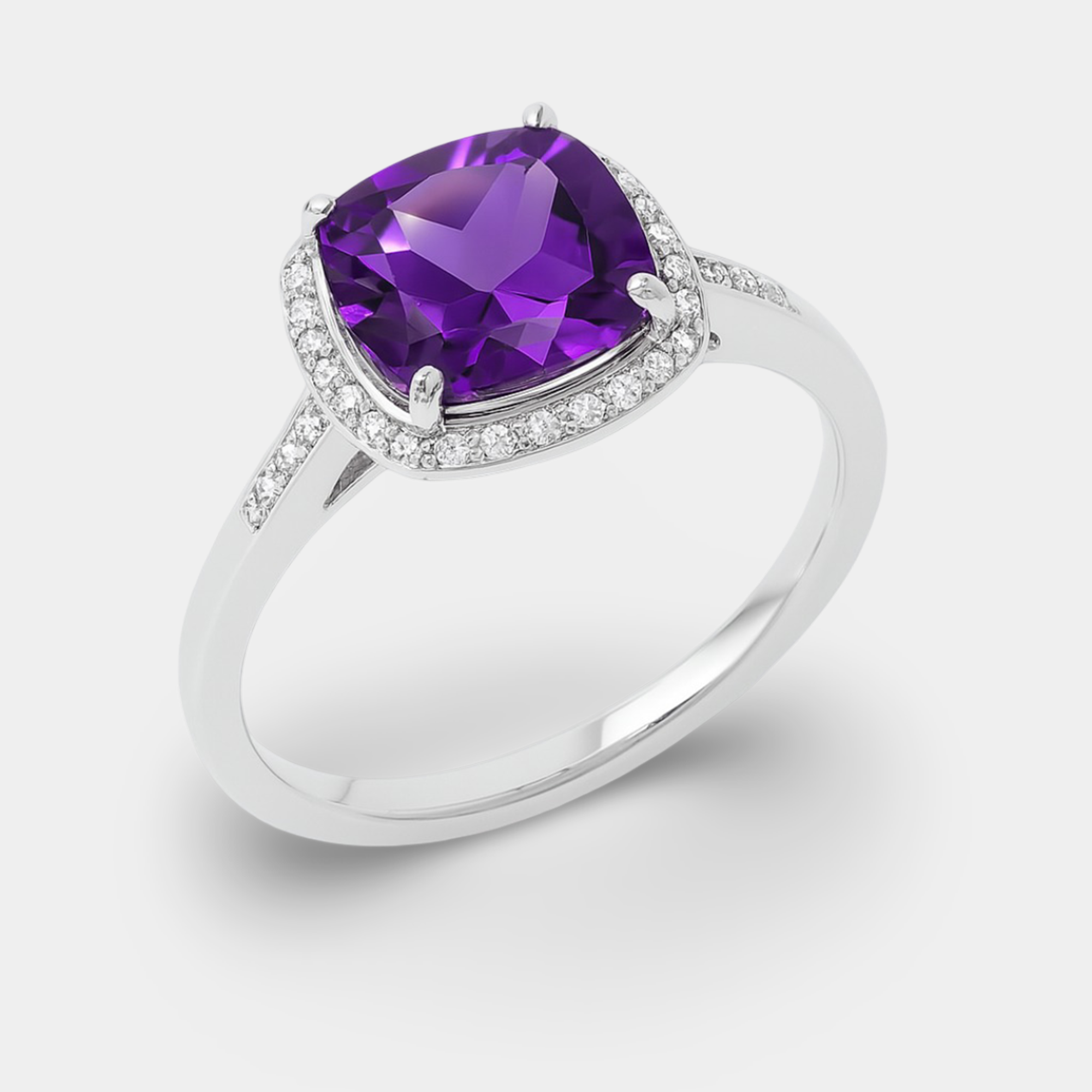 Ziva Amethyst Halo Engagement Ring