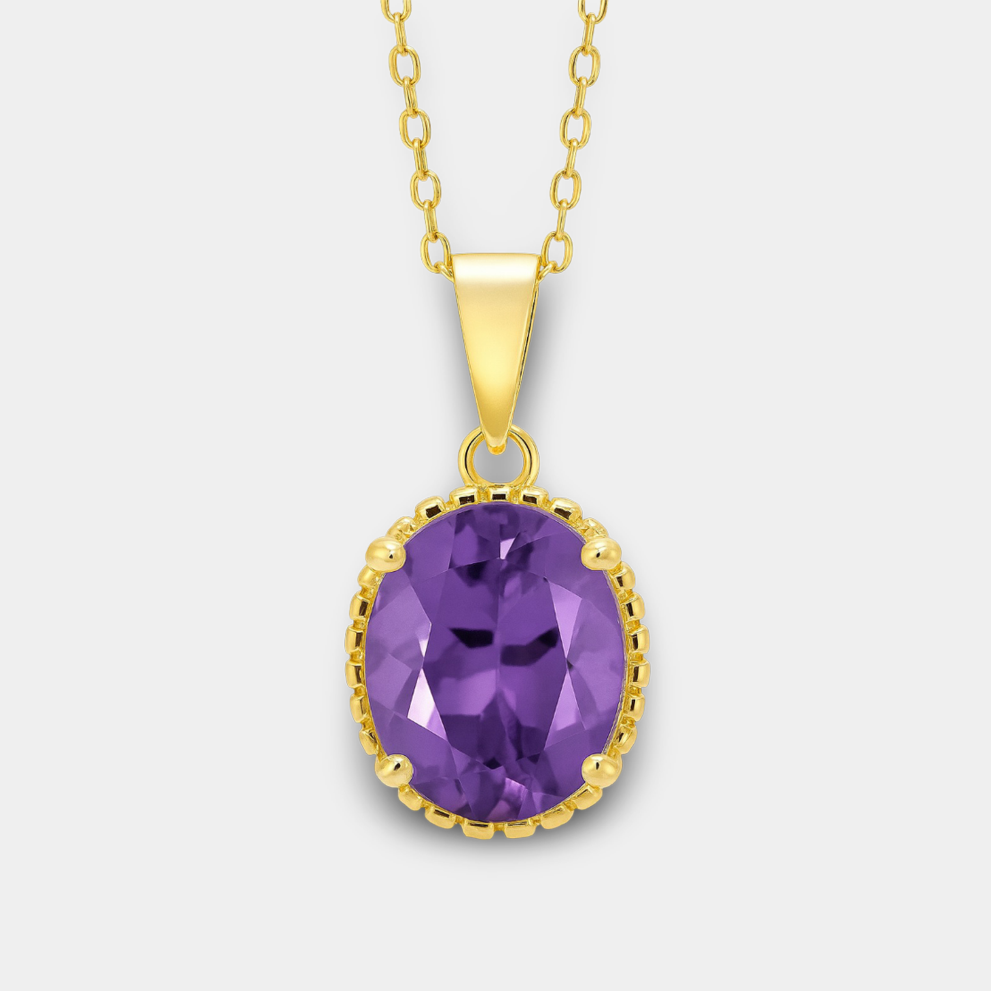 Lina Amethyst Oval Pendant Necklace