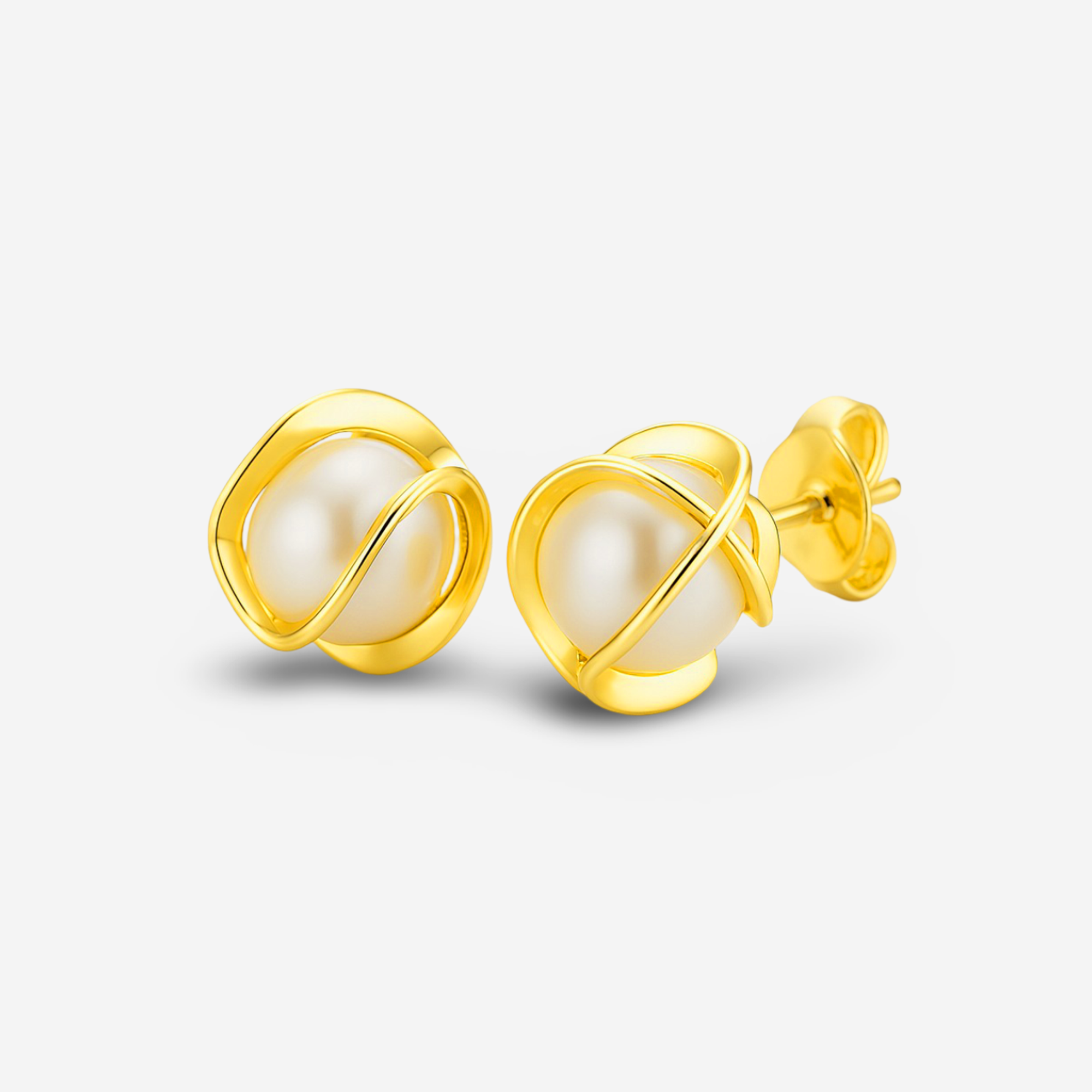 Amara Caged Pearl Stud Earrings