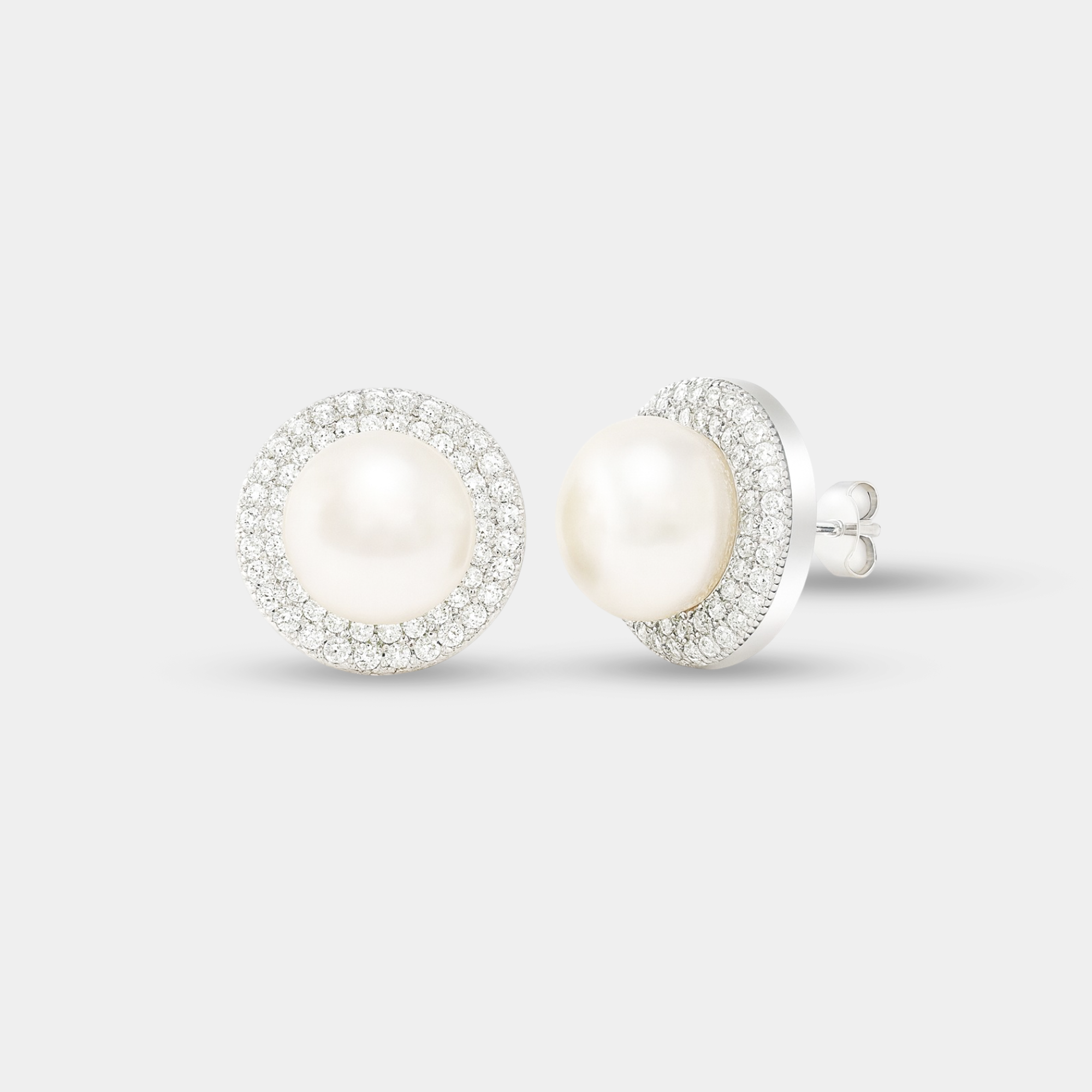 Freshwater Pearl Button Stud Earrings