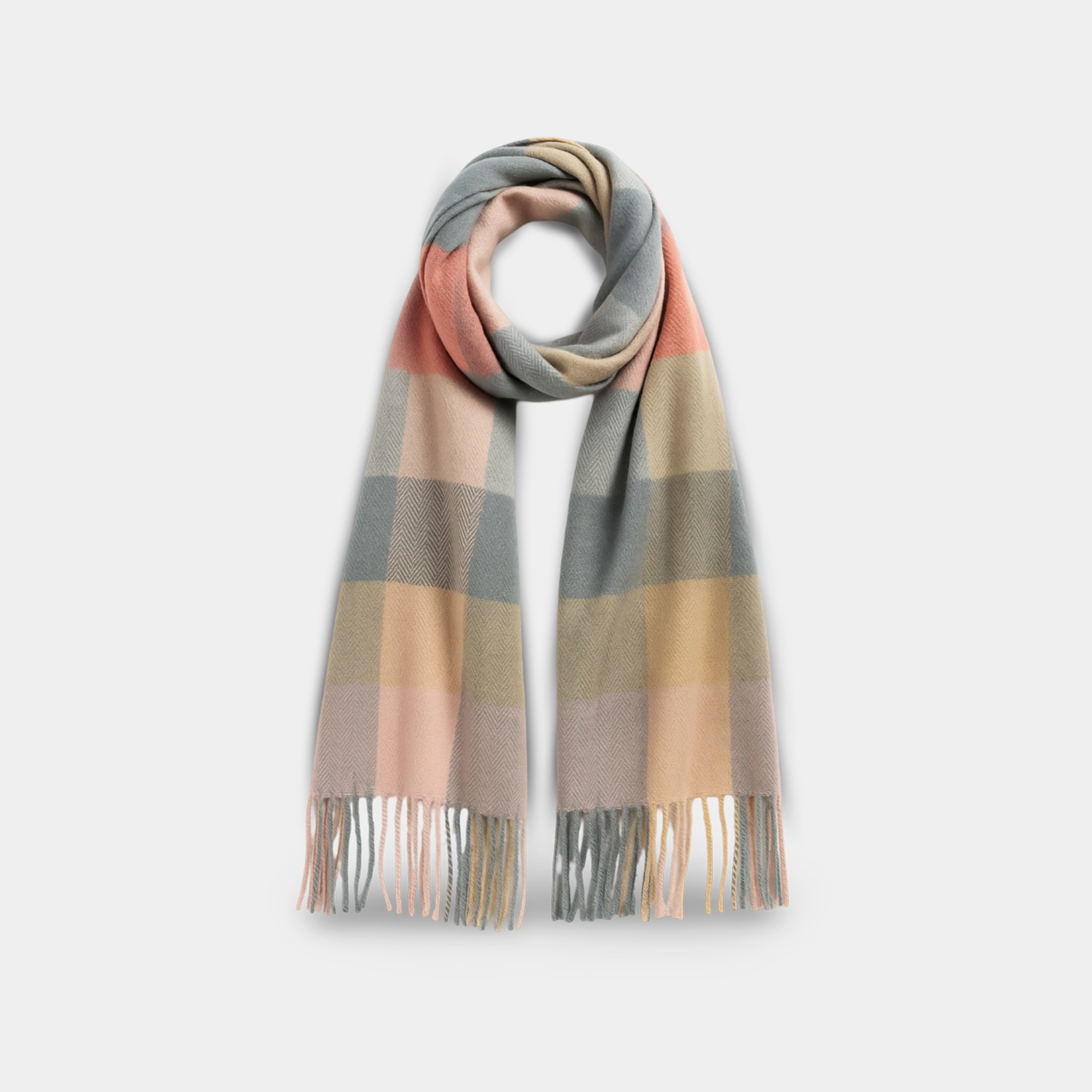 Lilac Check Wool Scarf