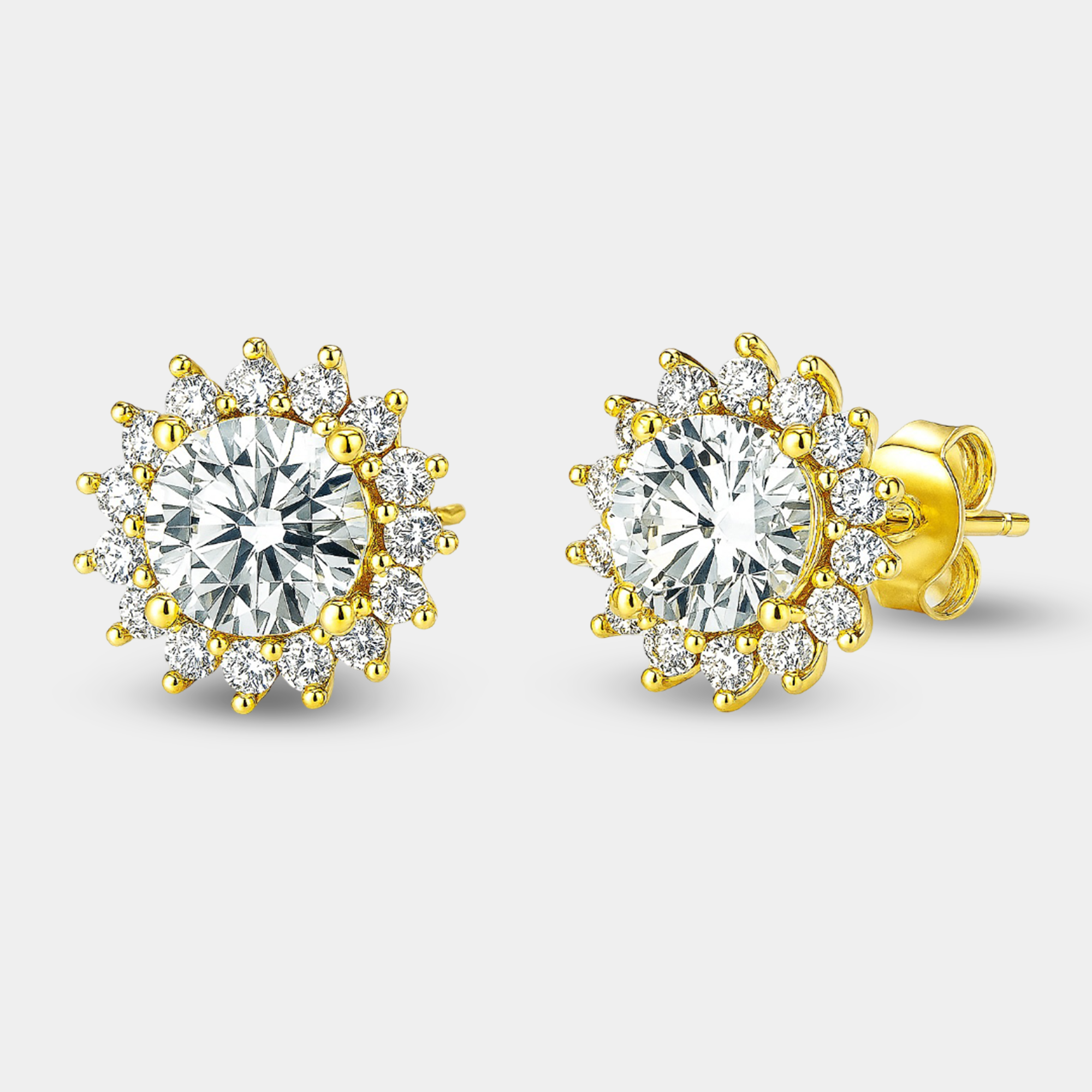 Moissanite Halo Stud Earrings