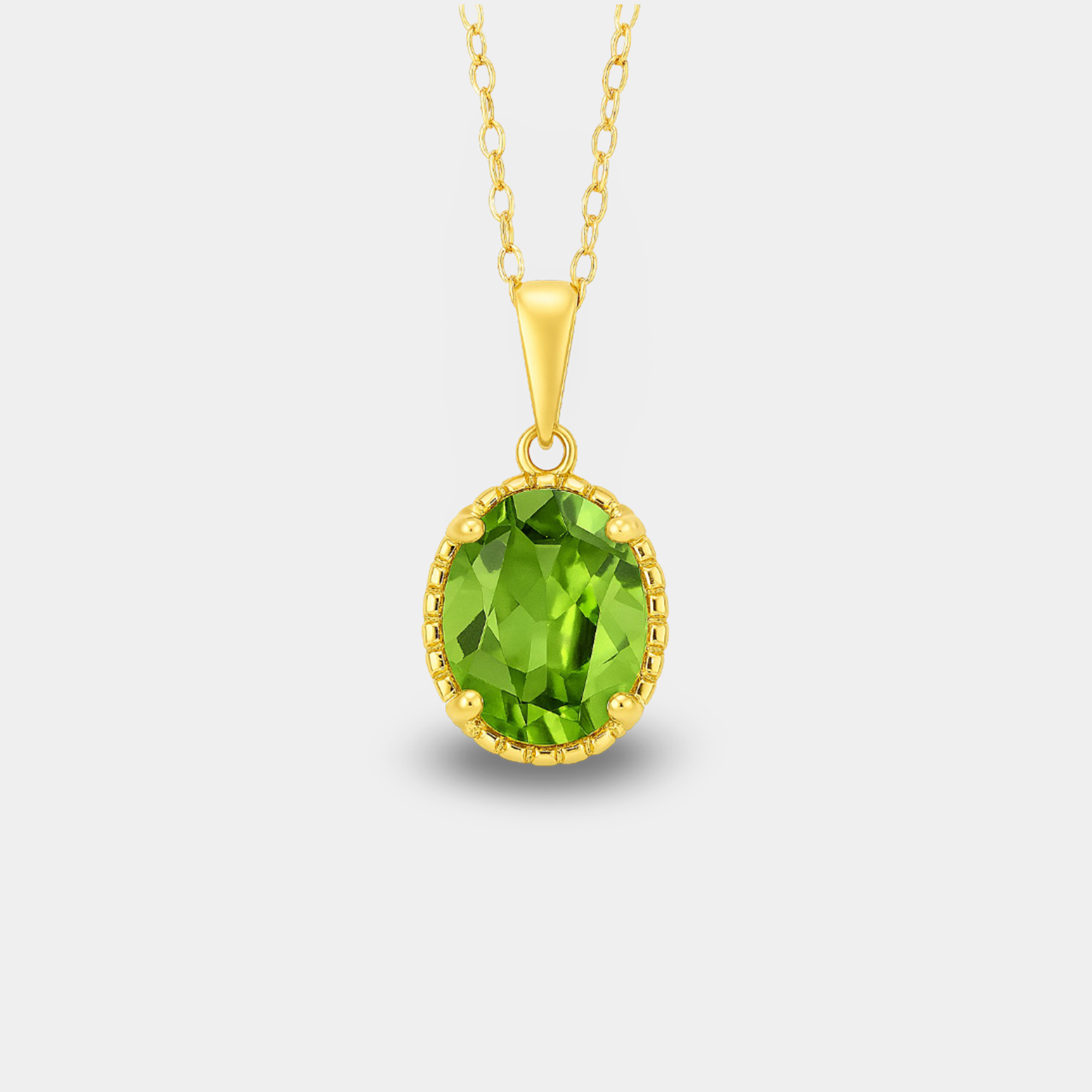 Oval Peridot Solitaire Pendant Necklace