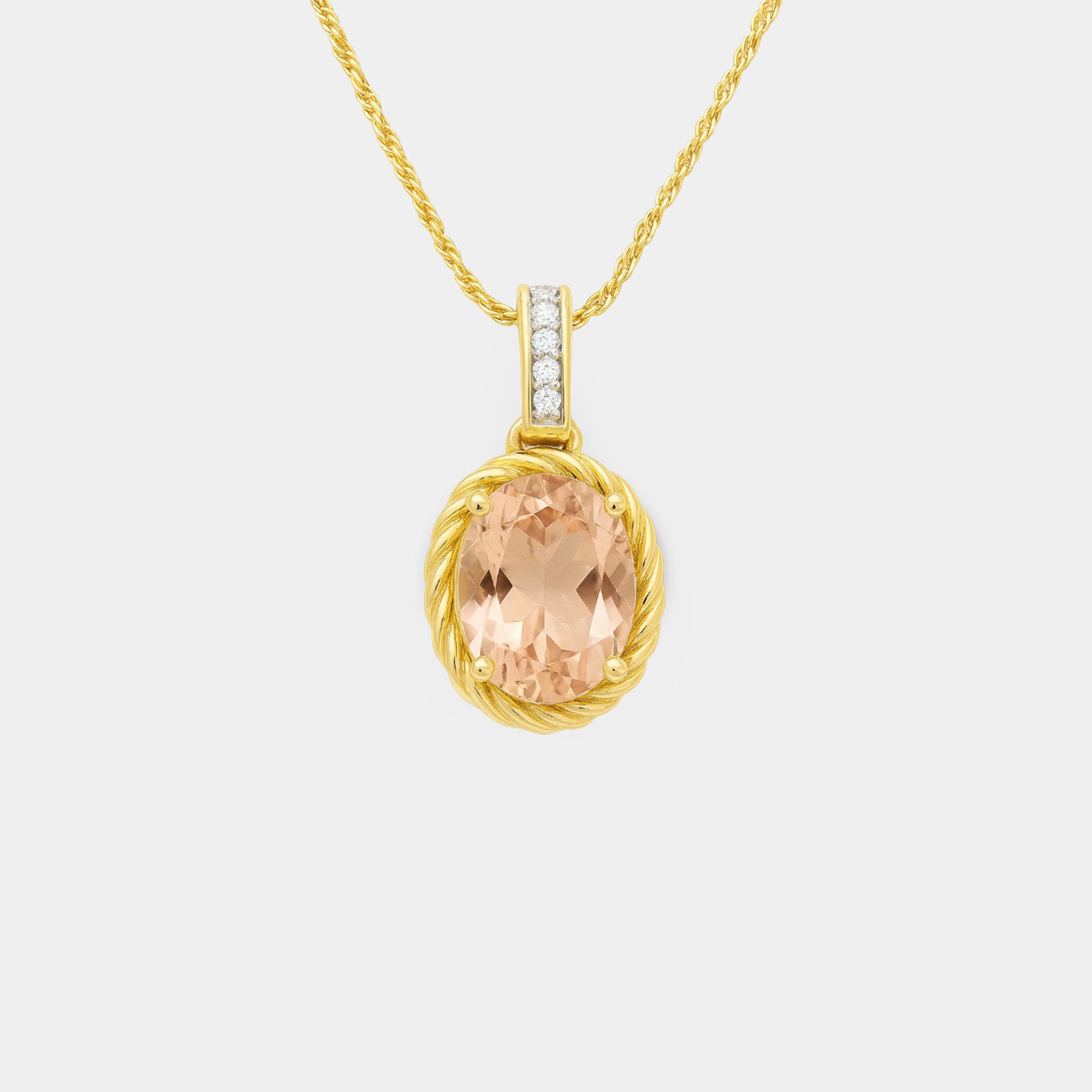 Oval Morganite & Diamond Pendant